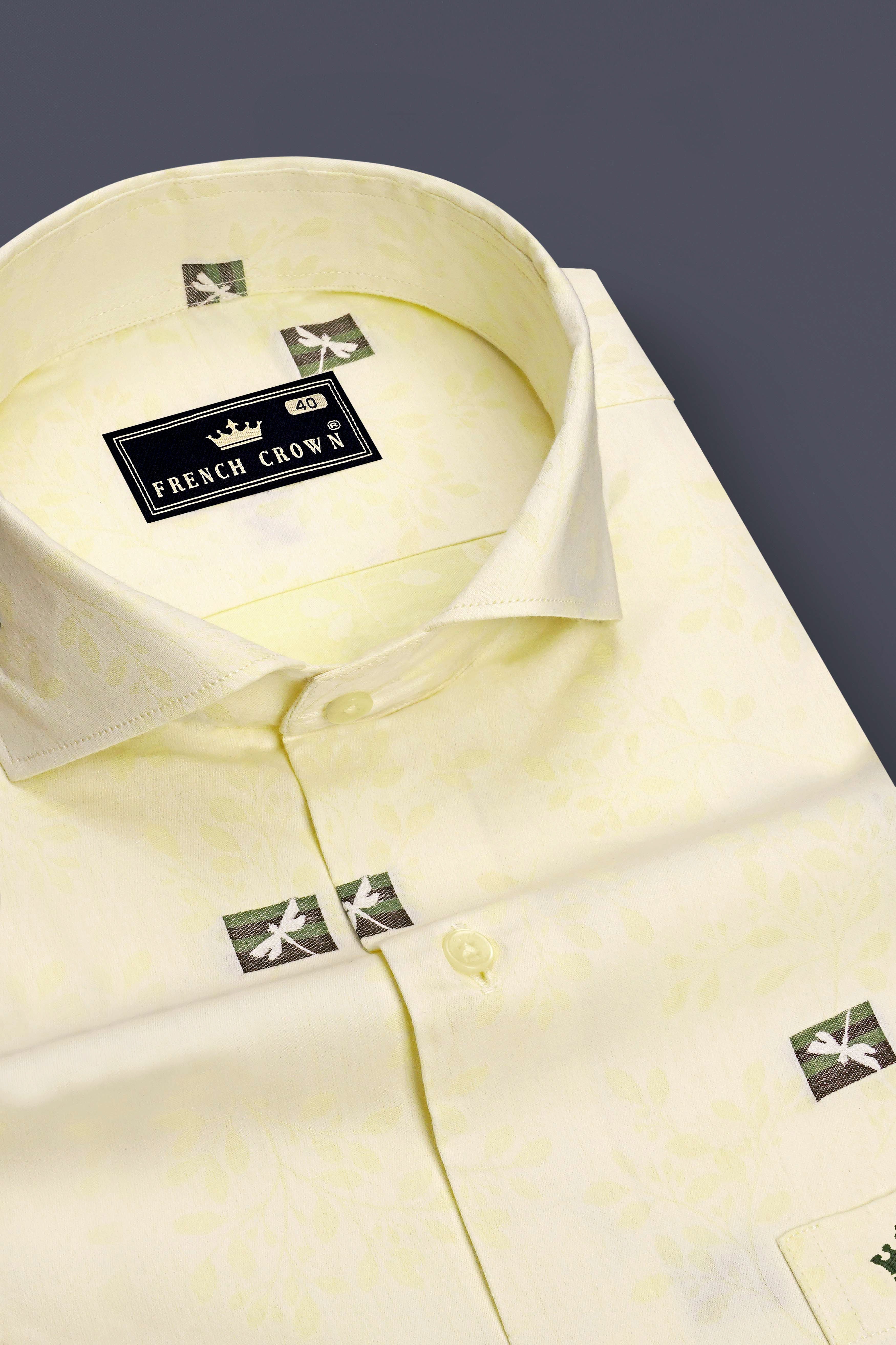 Veloro-Colonial Yellow Jacquard Textured Premium Cotton Dress Shirt