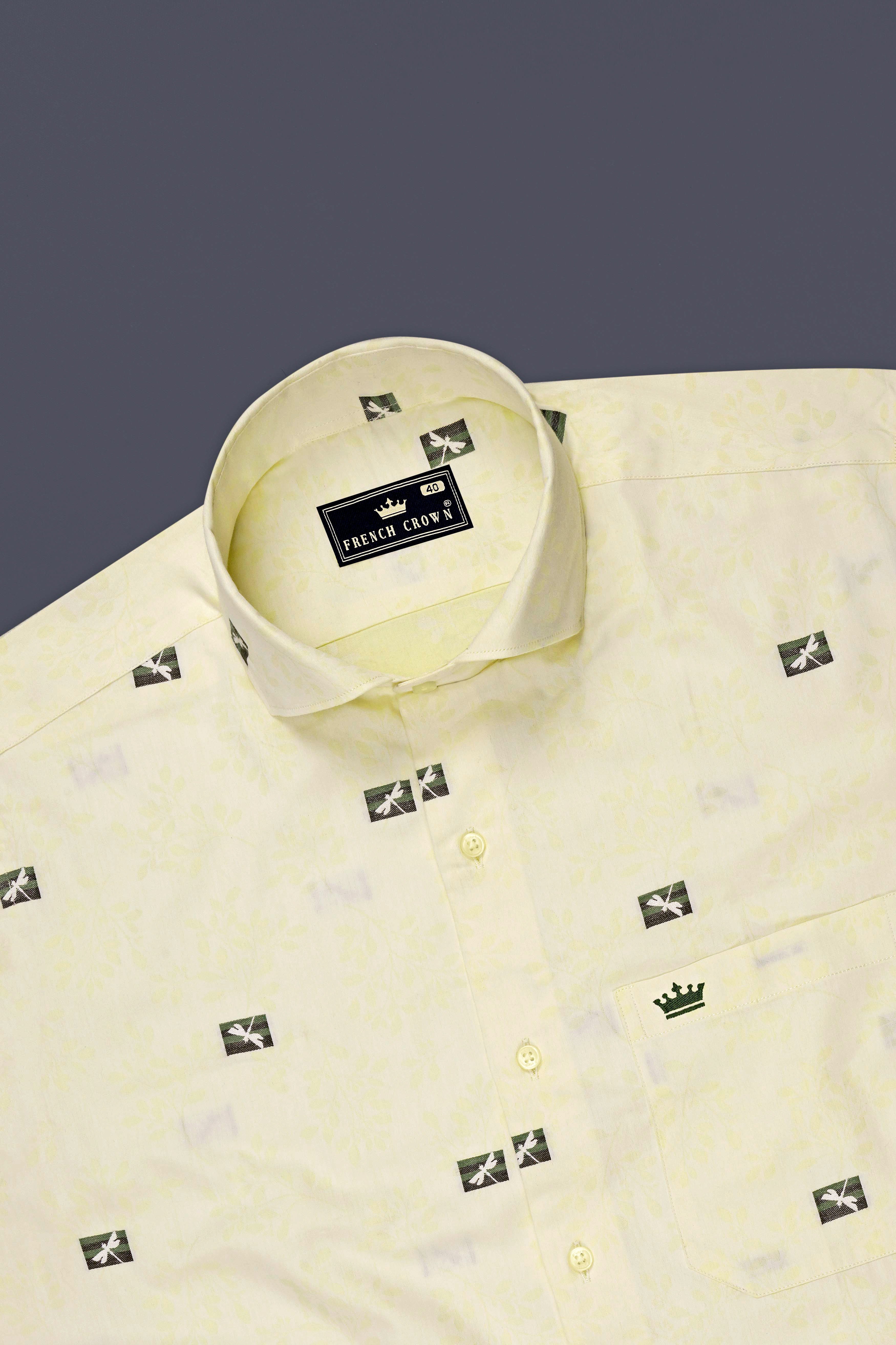 Veloro-Colonial Yellow Jacquard Textured Premium Cotton Dress Shirt