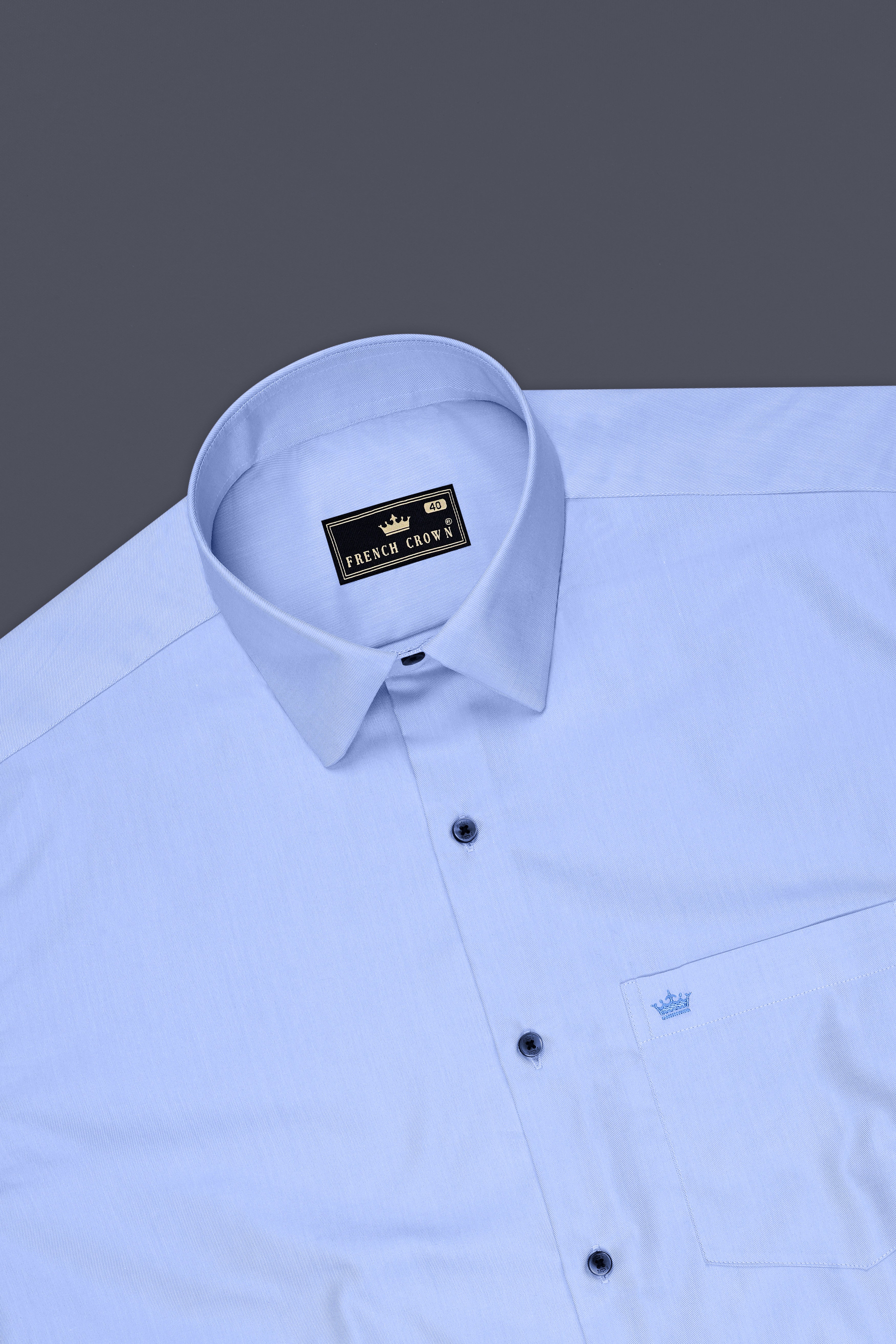 Elaris-Melrose Blue Twill Premium Cotton Dress Shirt