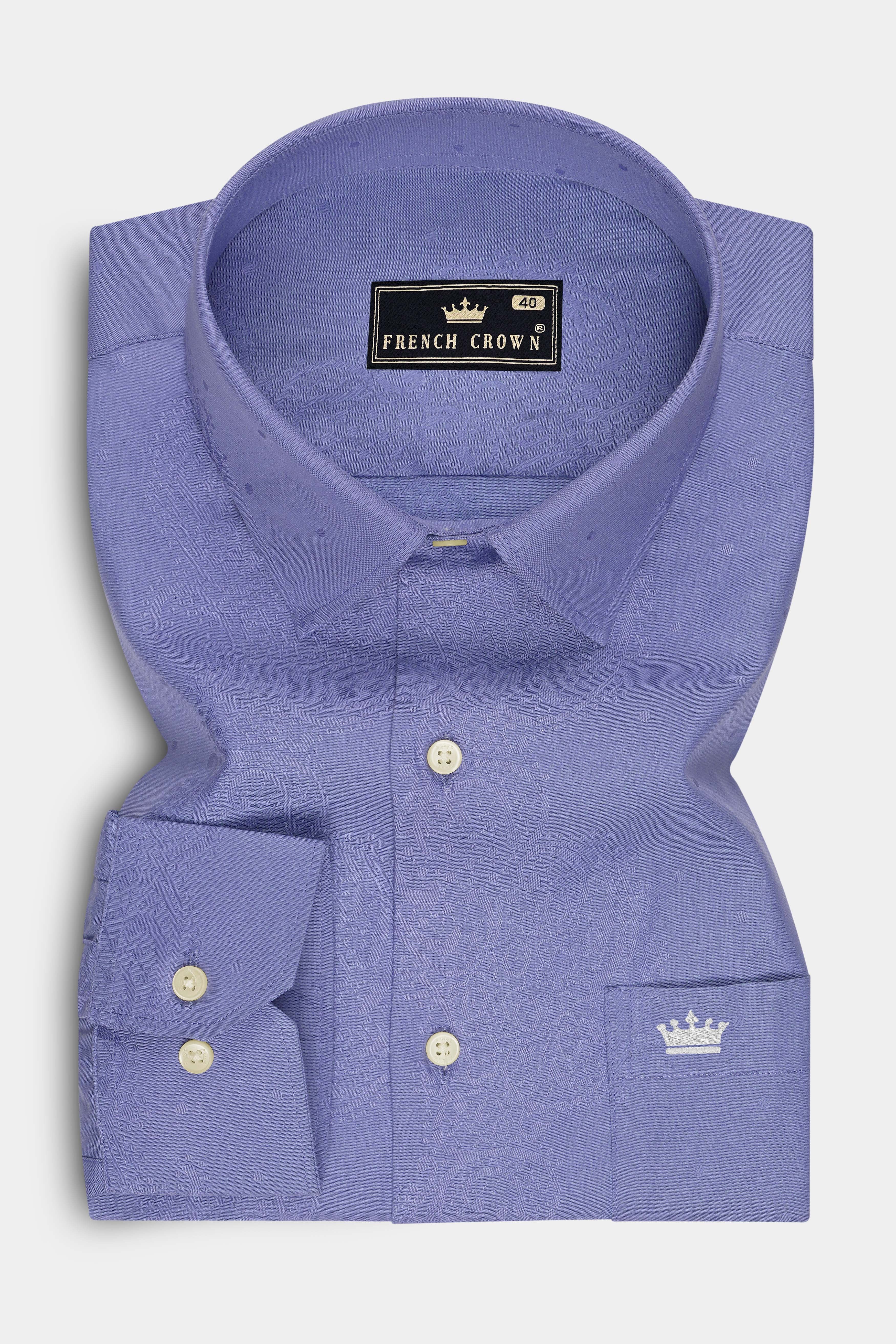 Eldrin-Chetwode Blue Jacquard Textured Premium Cotton Dress Shirt