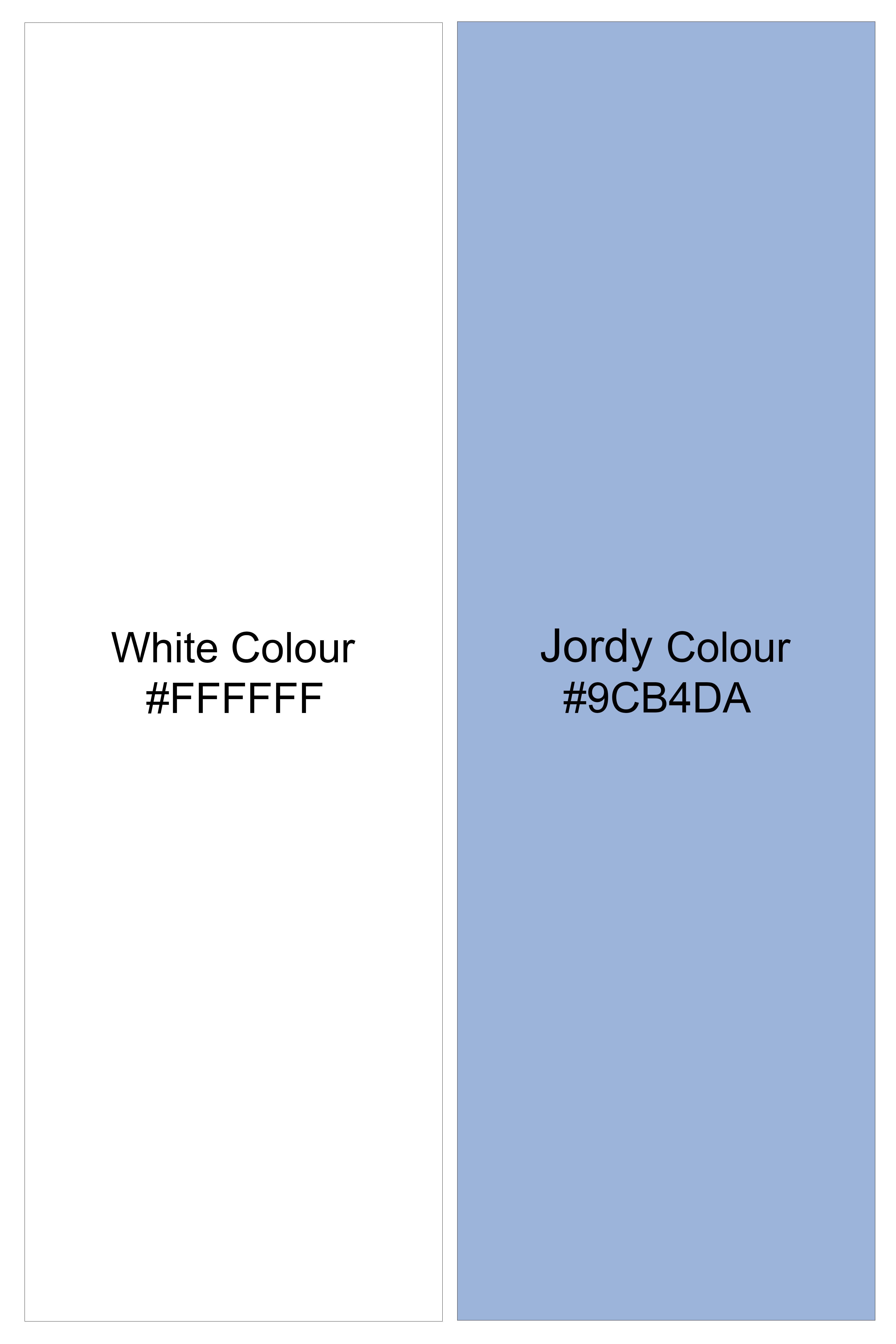 Marbello-Bright White And Jordy Blue Marble Printed Subtle Sheen Super Soft Premium Cotton Dress Shirt