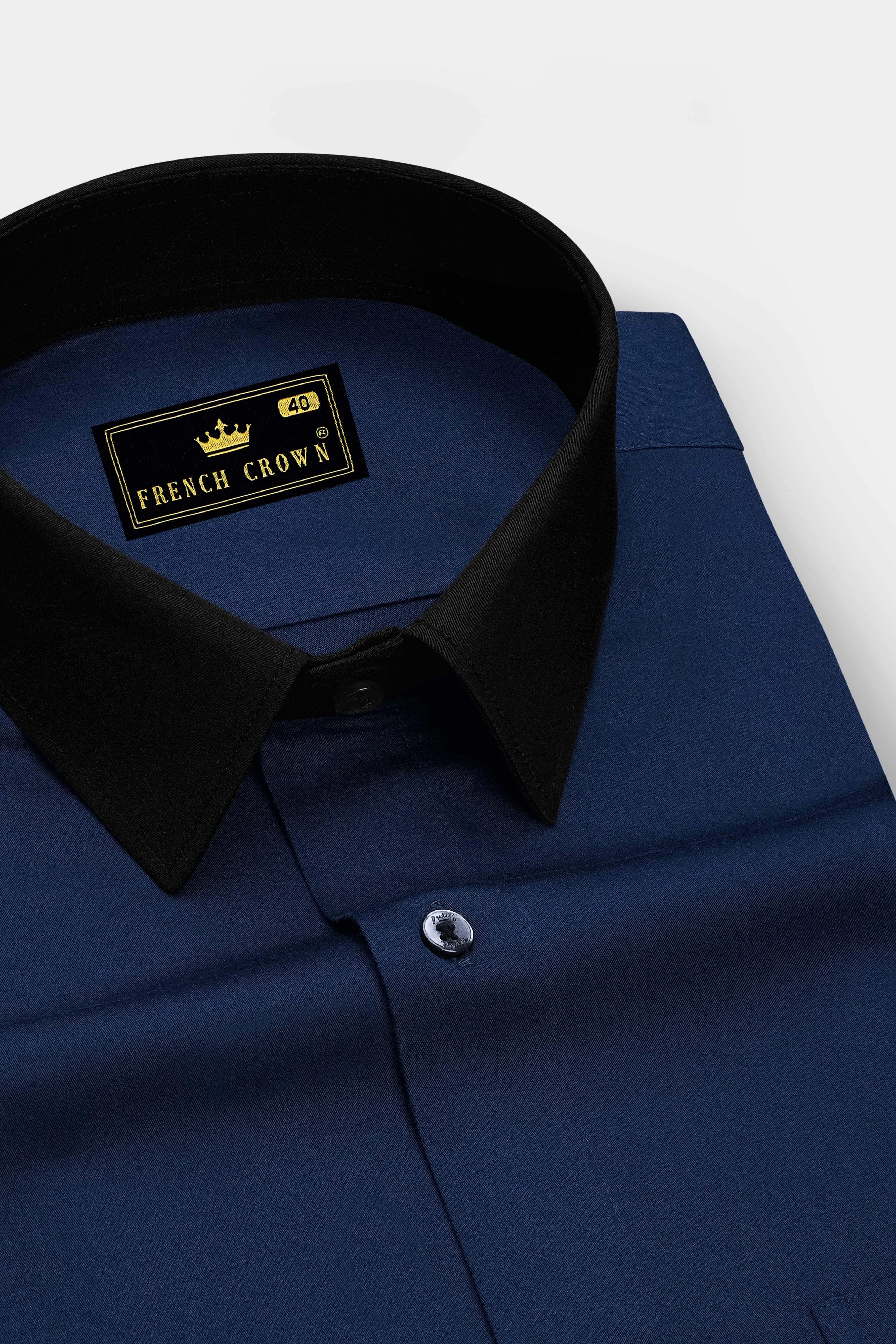 Eclisse-Midnight Blue Subtle Sheen Super Soft Premium Cotton Dress Shirt