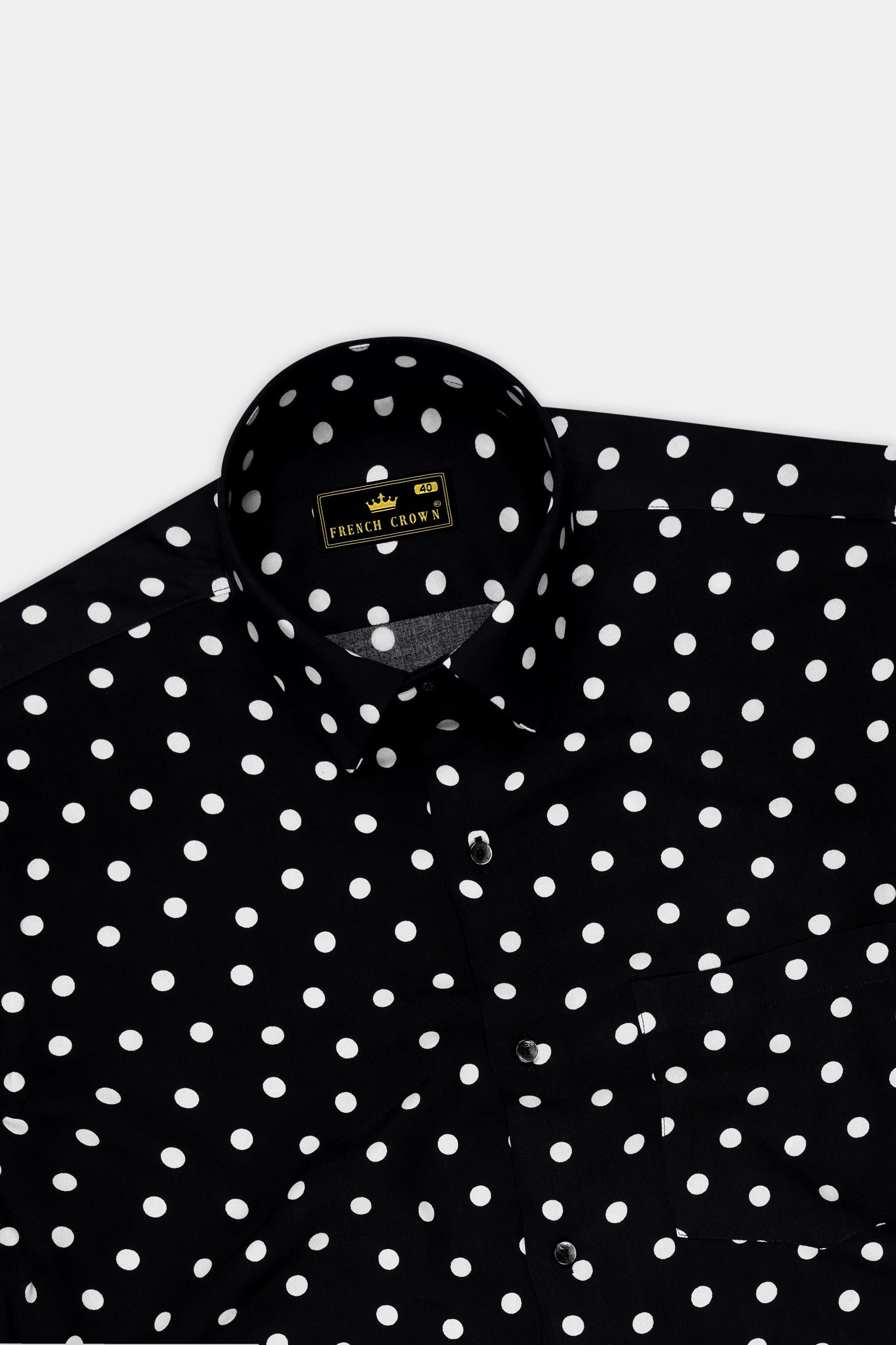 Lunair-Jade Black Polka Dots Printed Super Soft Tencel Casual Shirt