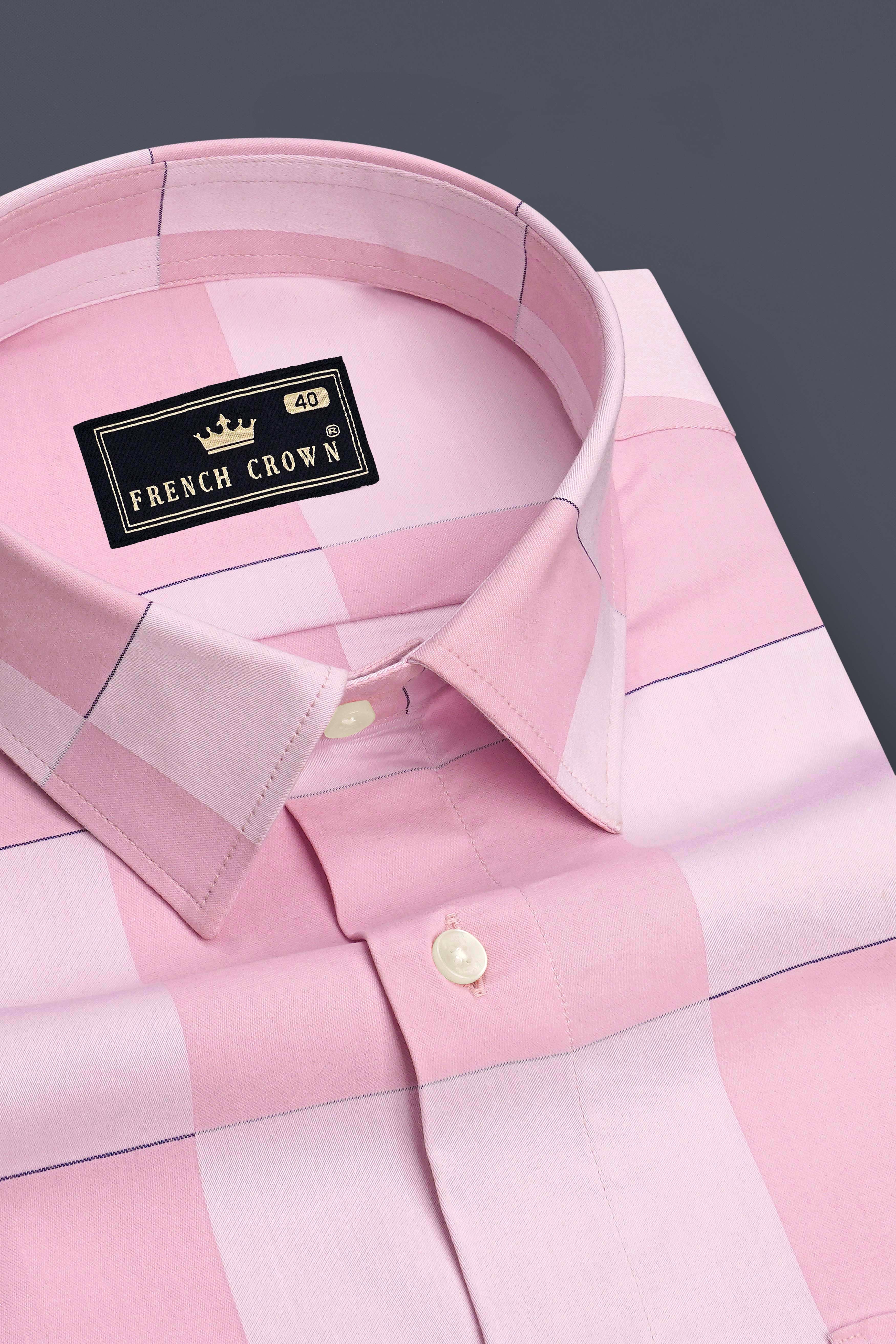 Elaris-Blossom Pink Windowpane Jacquard Textured Premium Cotton Dress Shirt