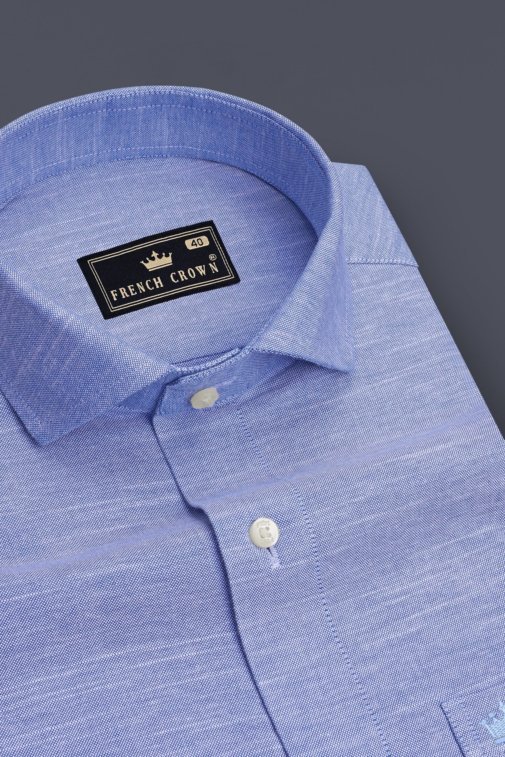 Orvani-Chetwode Blue Textured Oxford Premium Cotton Dress Shirt