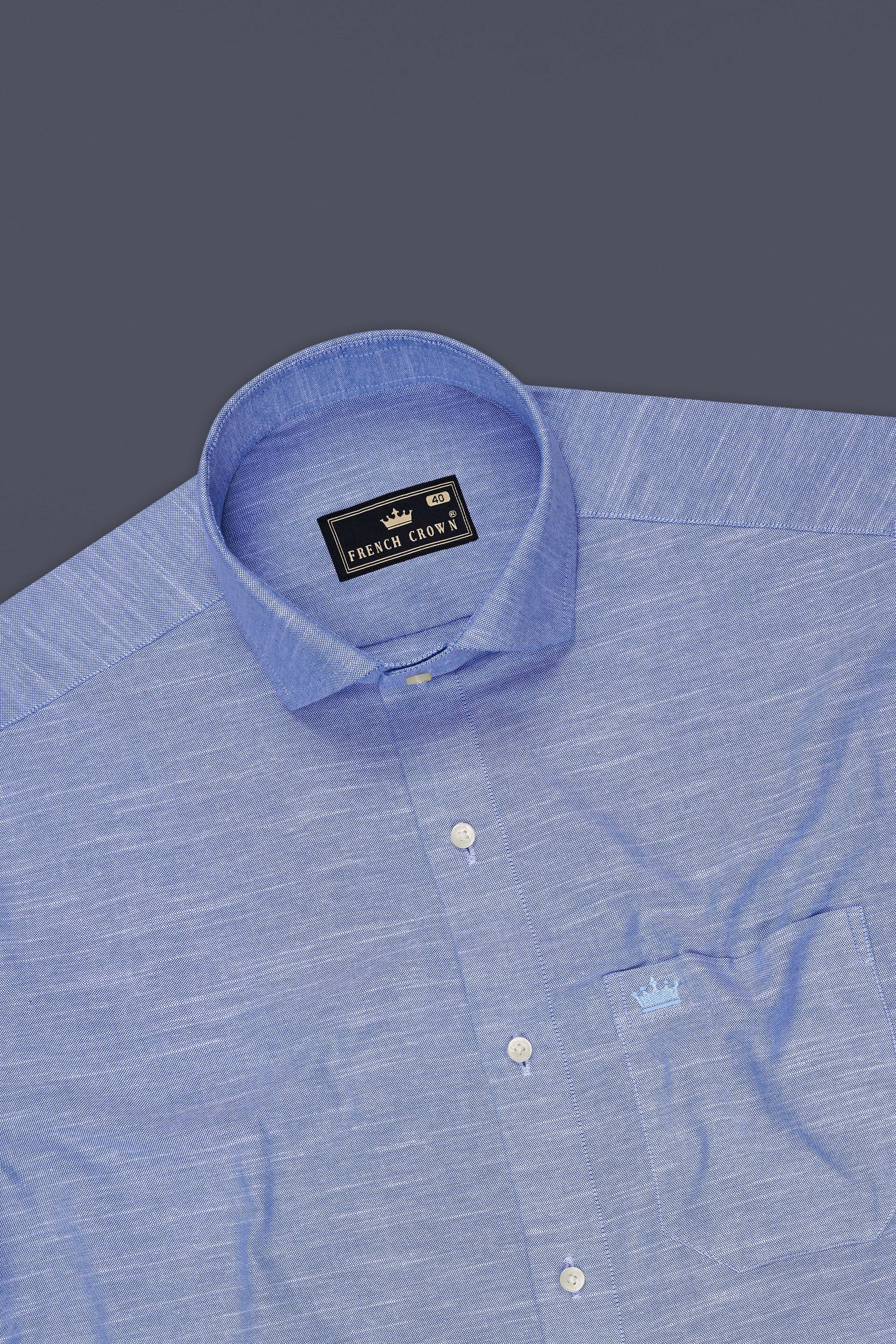 Orvani-Chetwode Blue Textured Oxford Premium Cotton Dress Shirt