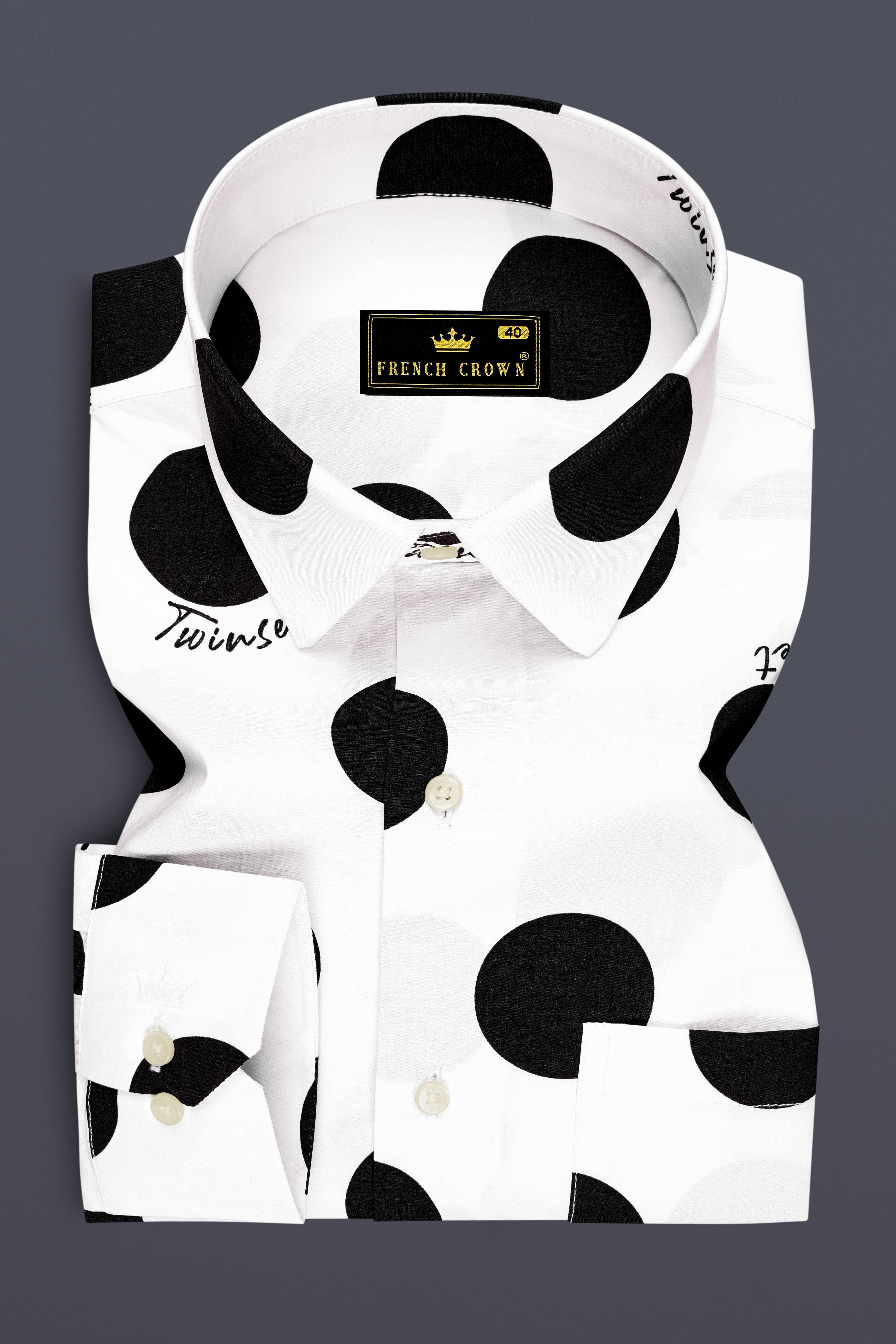 Dotique-Bright White And Jade Black Polka Dot Printed Super Soft Premium Cotton Casual Shirt