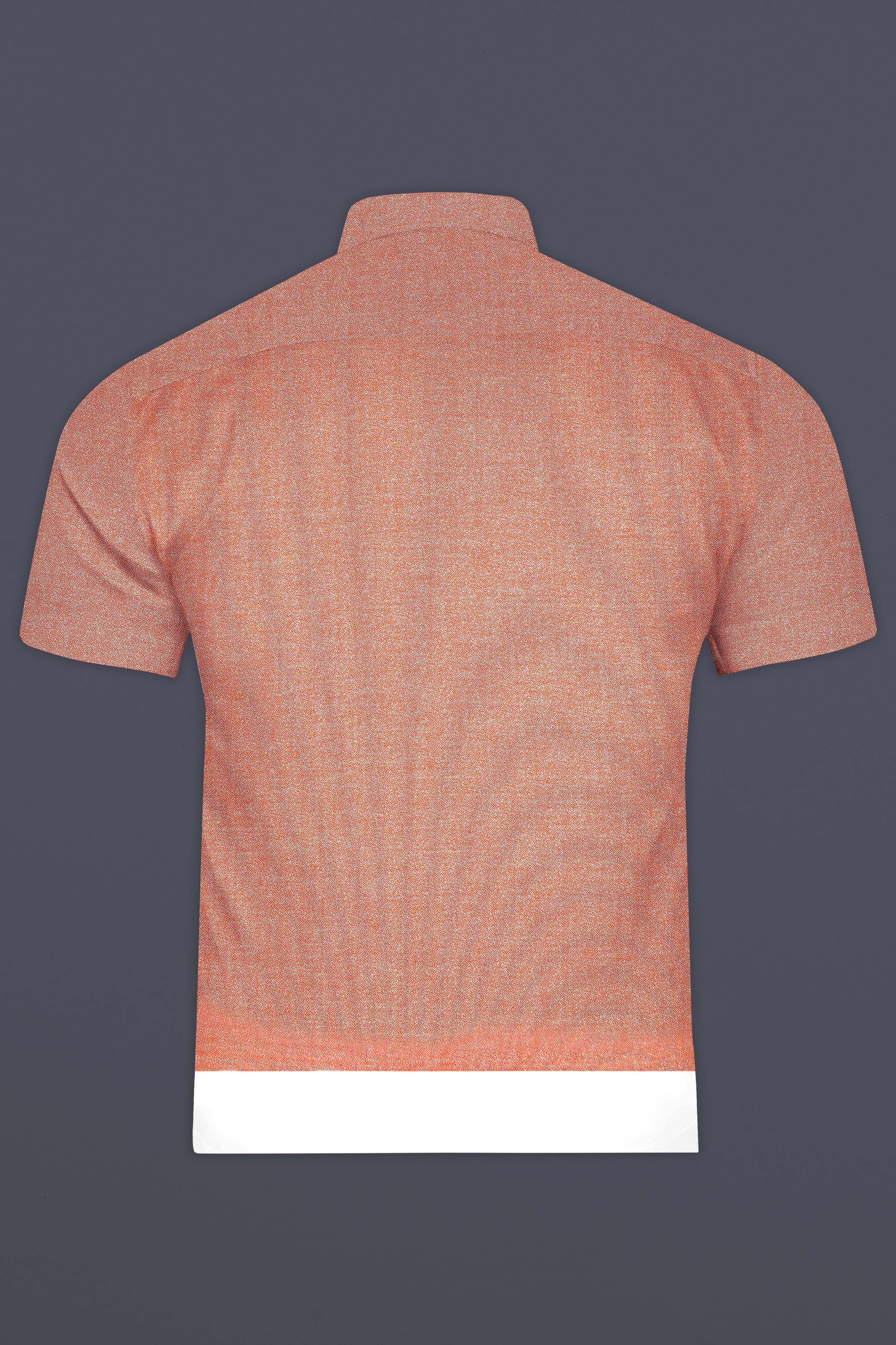 Arvino-Salmon Orange Dobby Textured Premium Giza Cotton Casual Designer Shirt