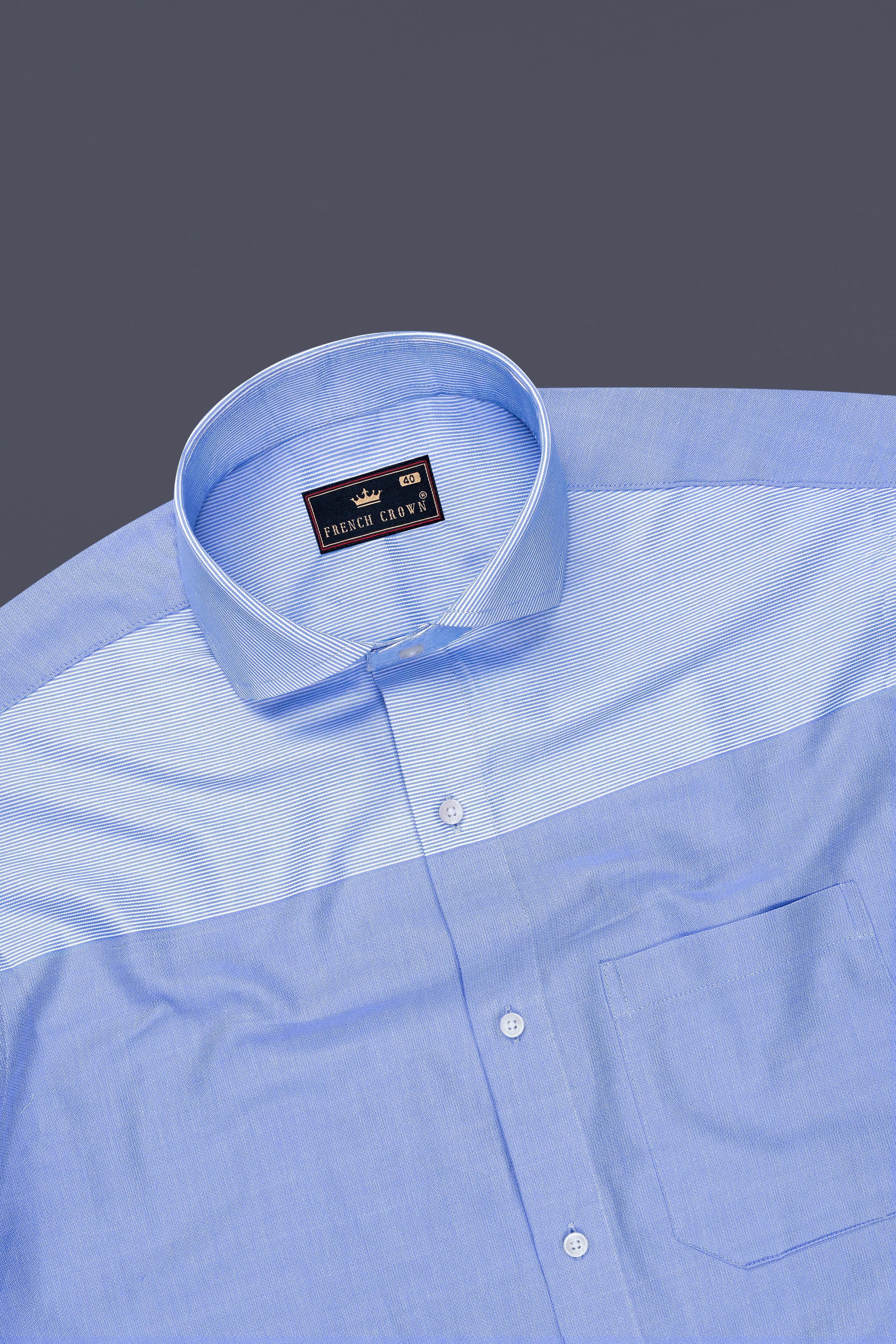 Ocevio-Perano Blue Striped Oxford Premium Cotton Dress Shirt
