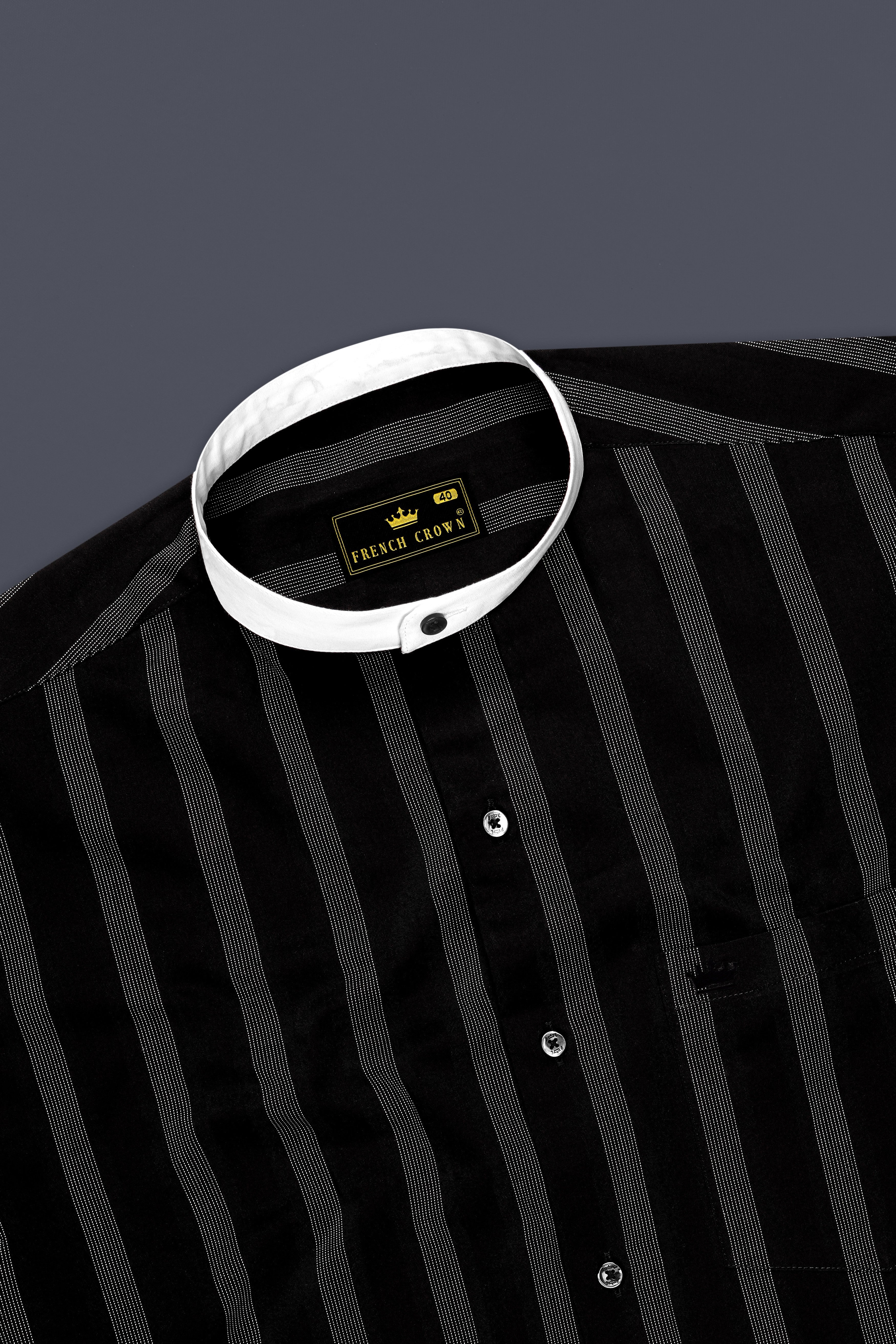 Zayrro-Jade Black Striped Dobby Textured Premium Giza Cotton Casual Shirt
