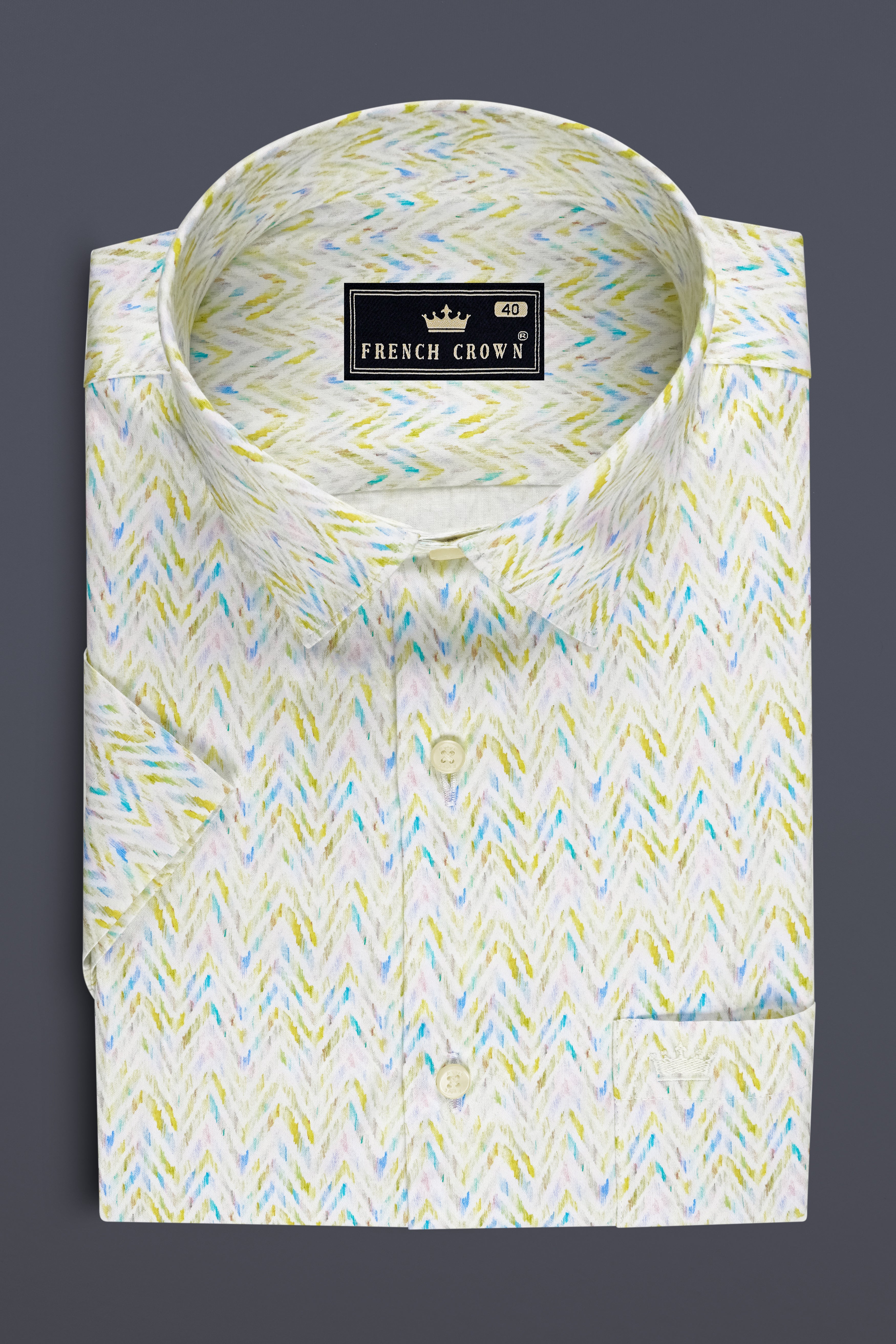 Verde-Moon Mist Green Ikat Printed Subtle Sheen Super Soft Premium Cotton Casual Shirt