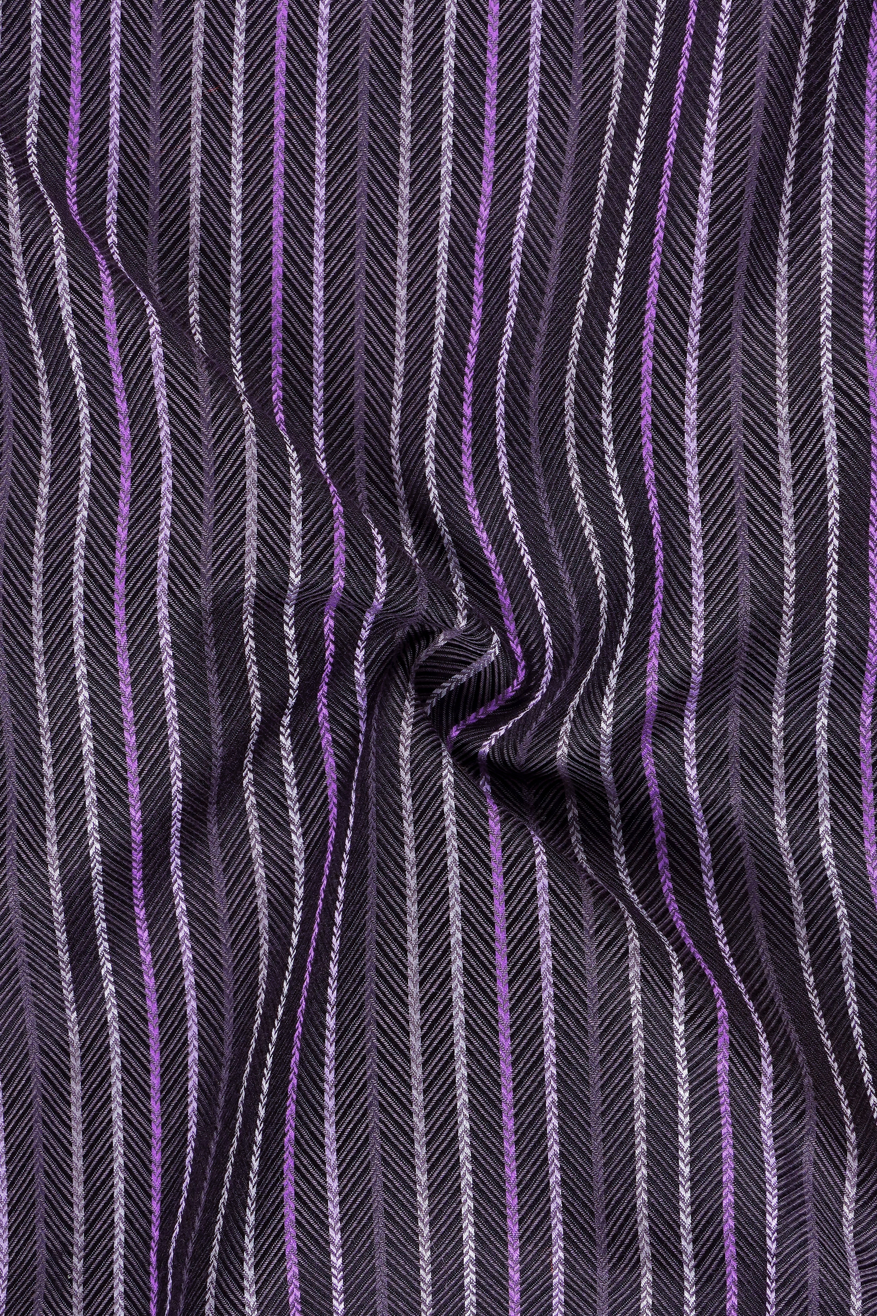 Majesty-Baltic Purple Herringbone Striped Dobby Premium Giza Cotton Dress Shirt