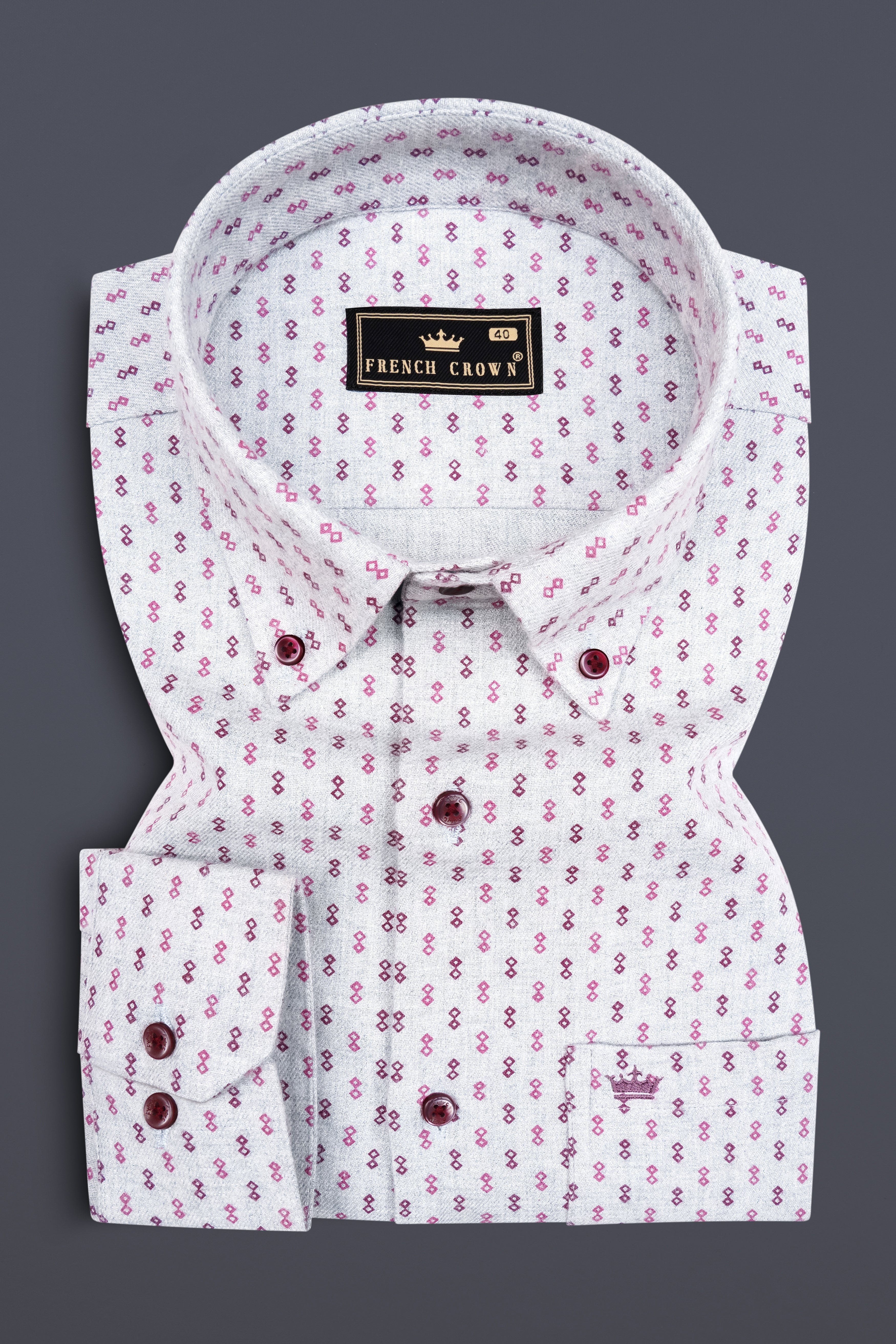 Slate-Mischka Gray Printed Flannel Premium Cotton Casual Shirt
