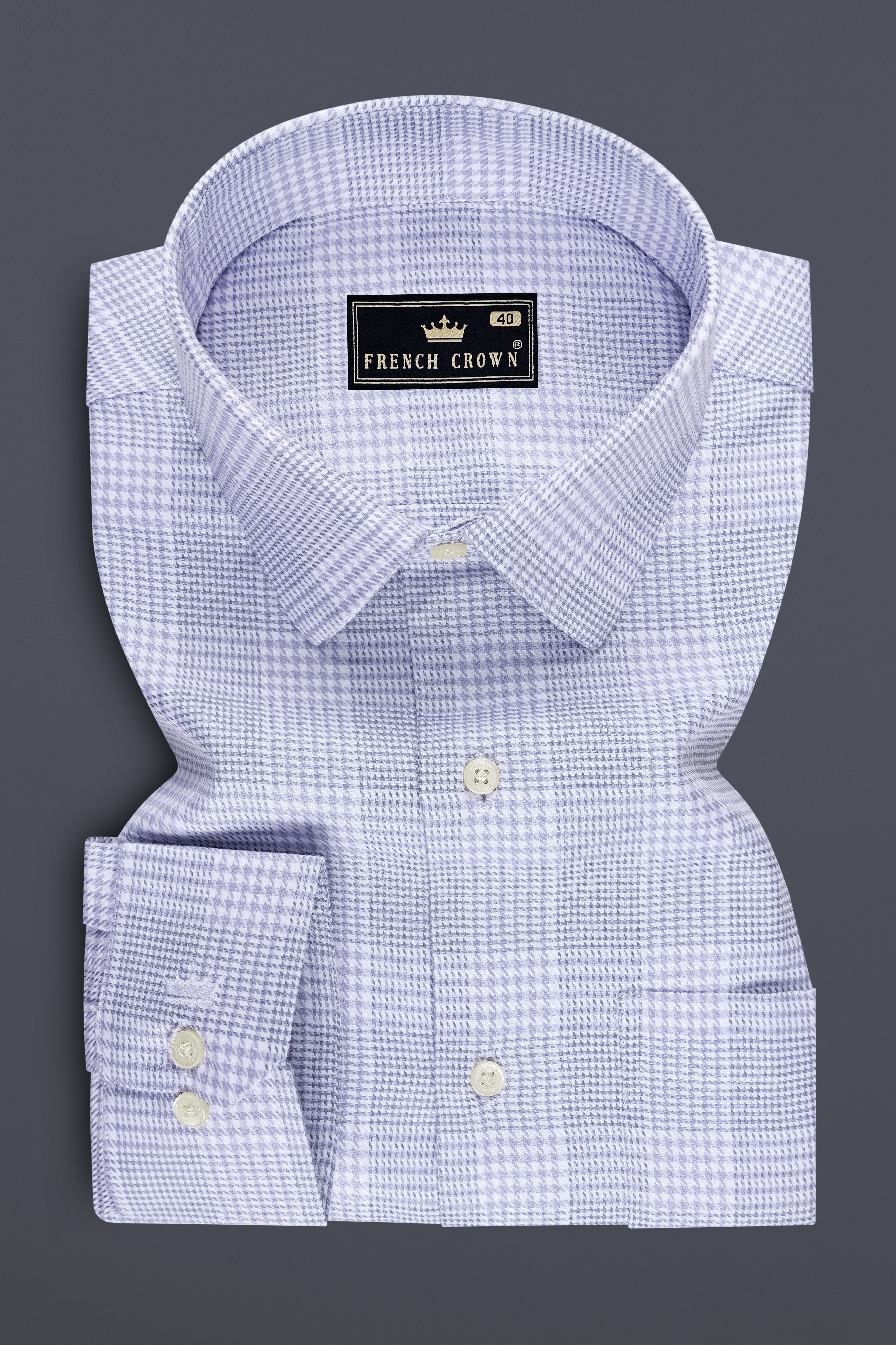 Haven-Periwinkle Gray Plaid Dobby Premium Giza Cotton Dress Shirt