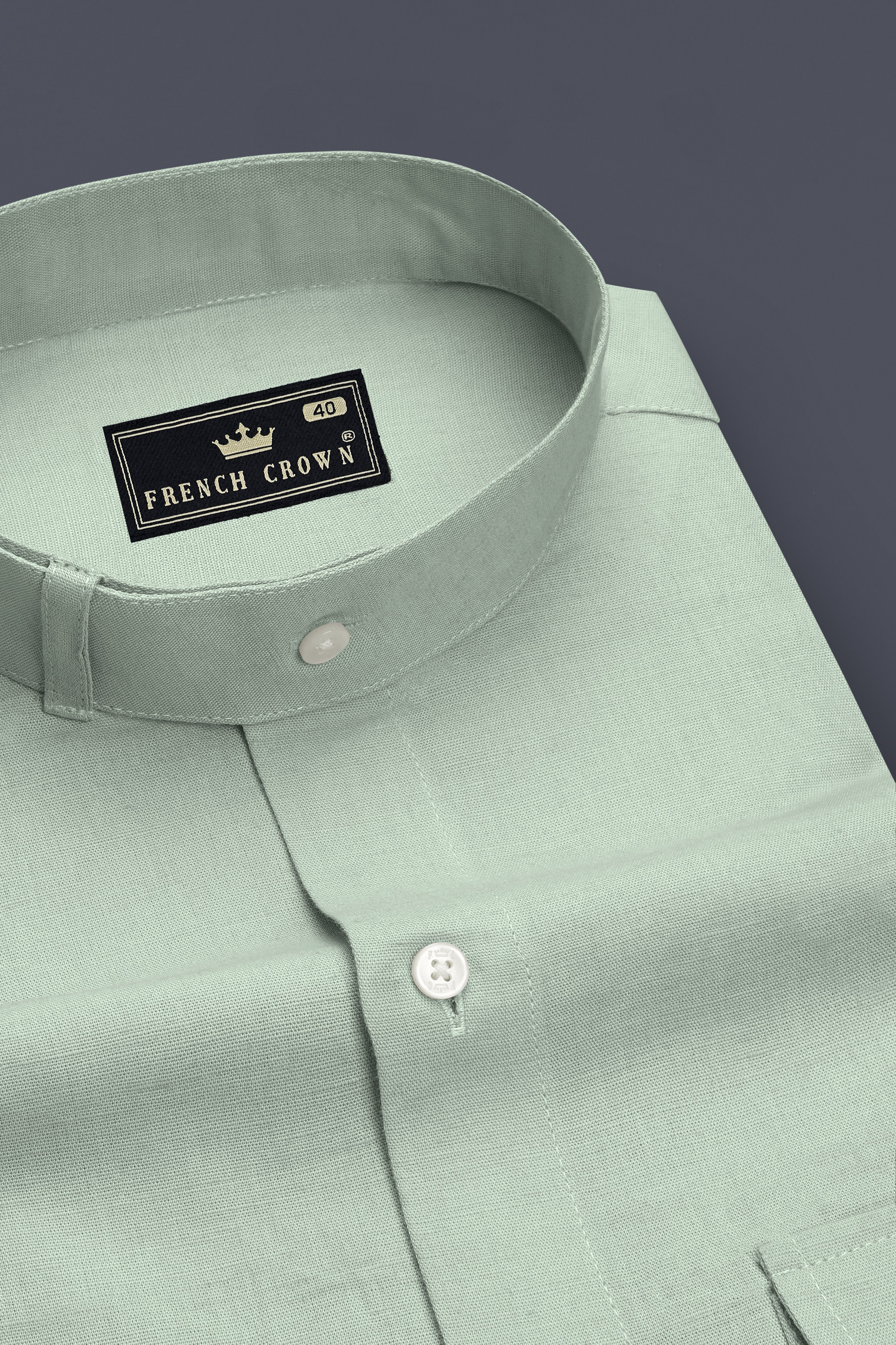 Terra-Clay Ash Green Luxurious Linen Designer Casual Shirt