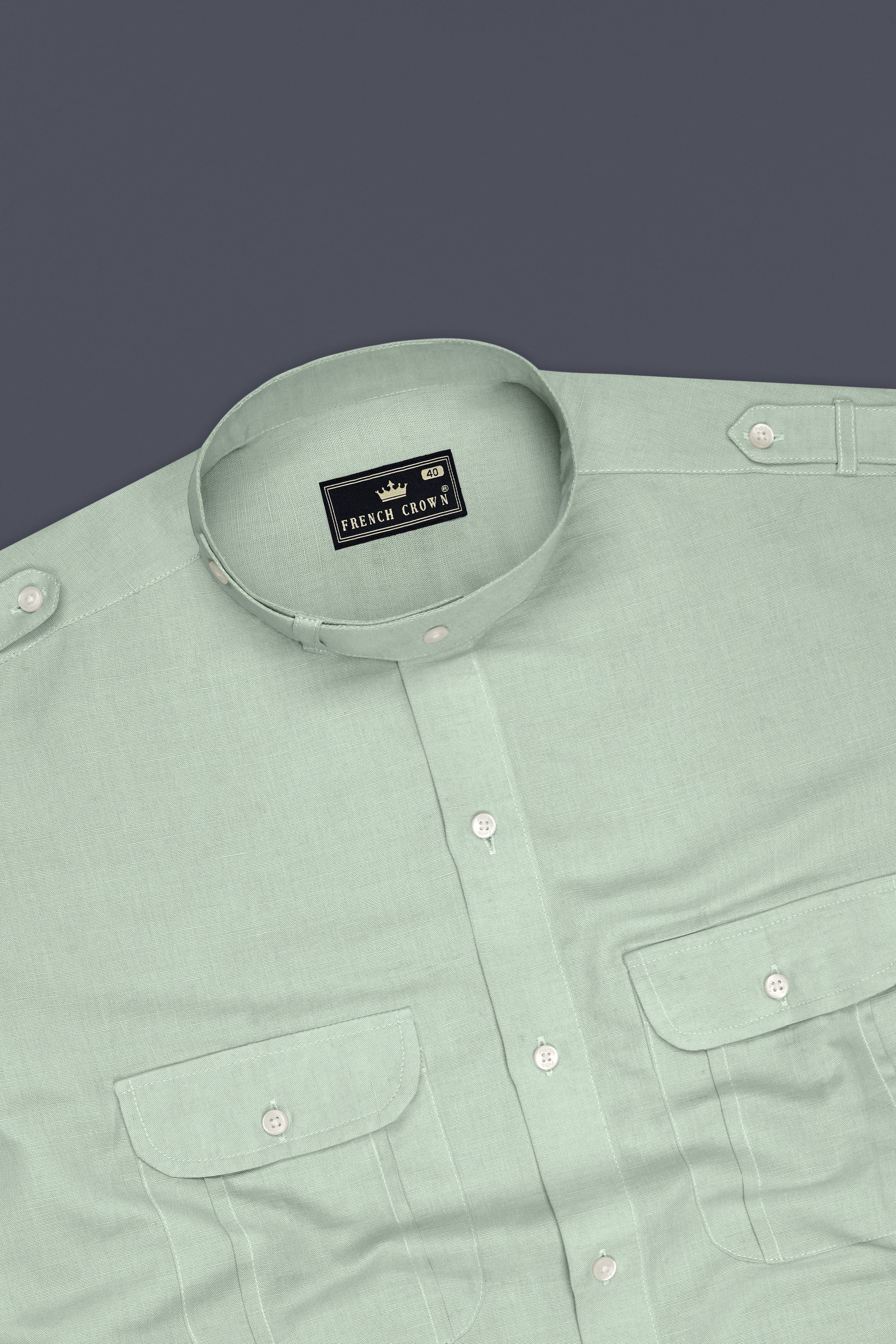 Terra-Clay Ash Green Luxurious Linen Designer Casual Shirt