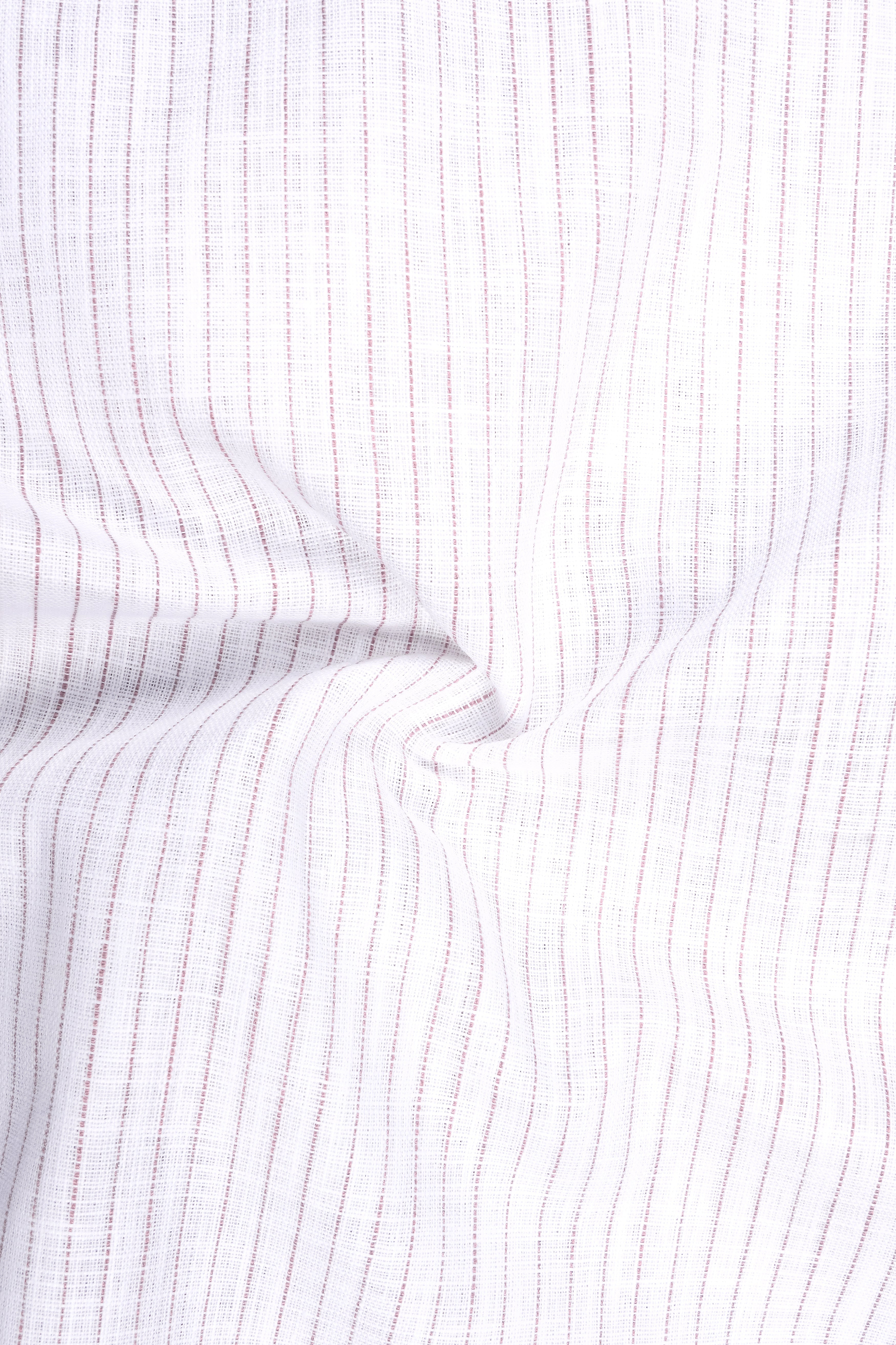 Zephyr-Bright White And Wisteria Pink Pin Striped Luxurious Linen Dress Shirt