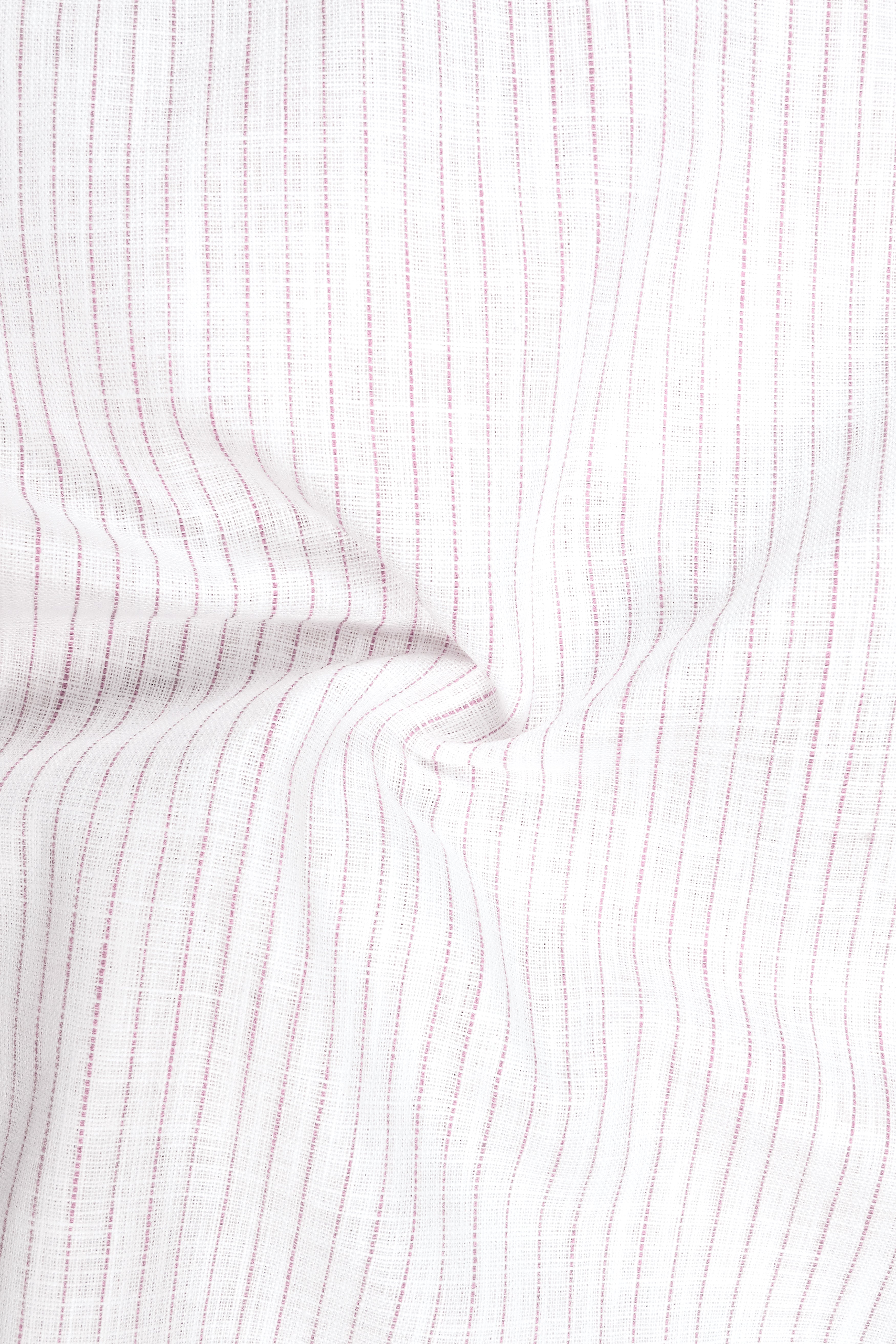 Zephyr-Bright White And Wisteria Pink Pin Striped Luxurious Linen Dress Shirt