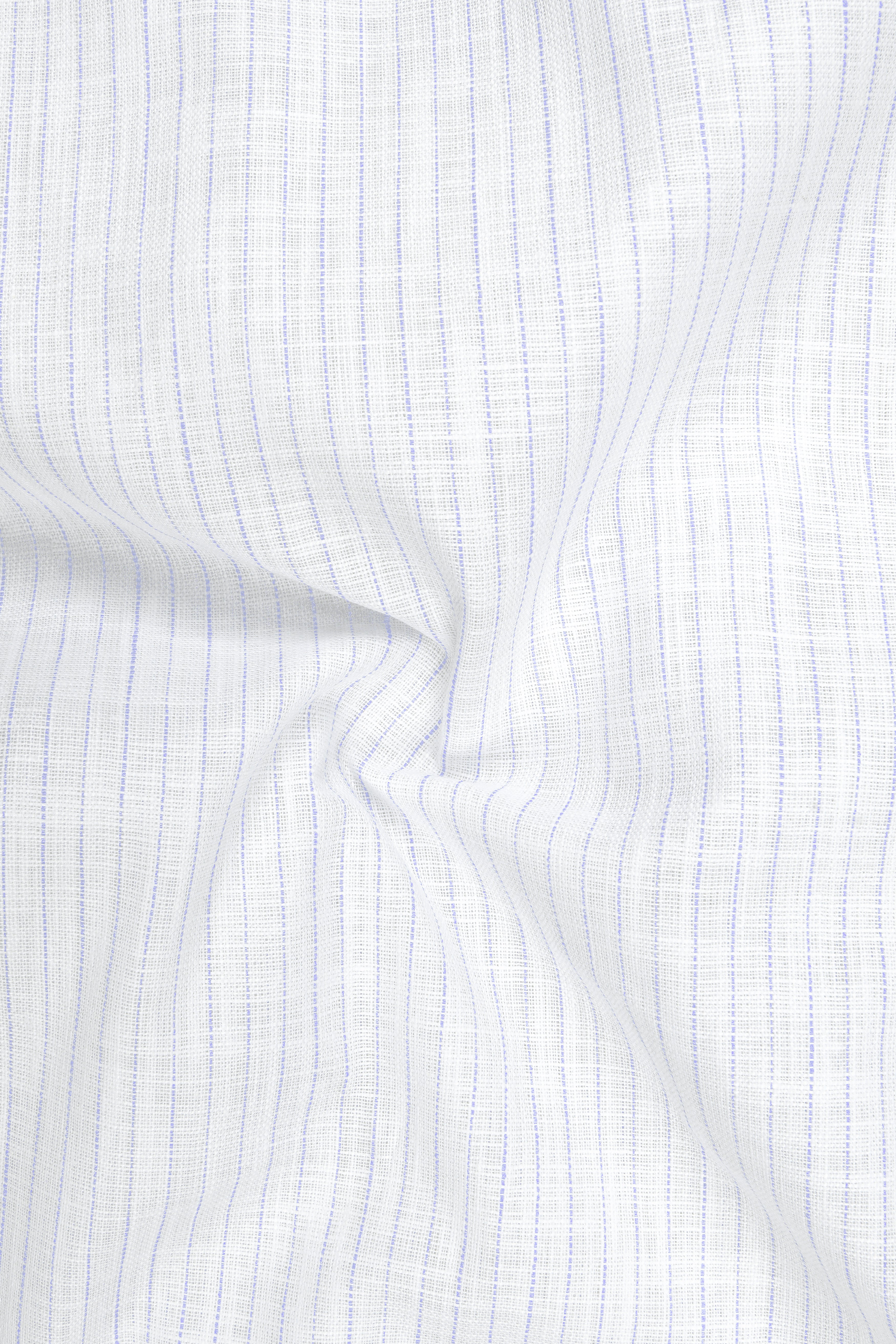 Sailor-Bright White And Portage Blue Pin Striped Luxurious Linen Dress Shirt