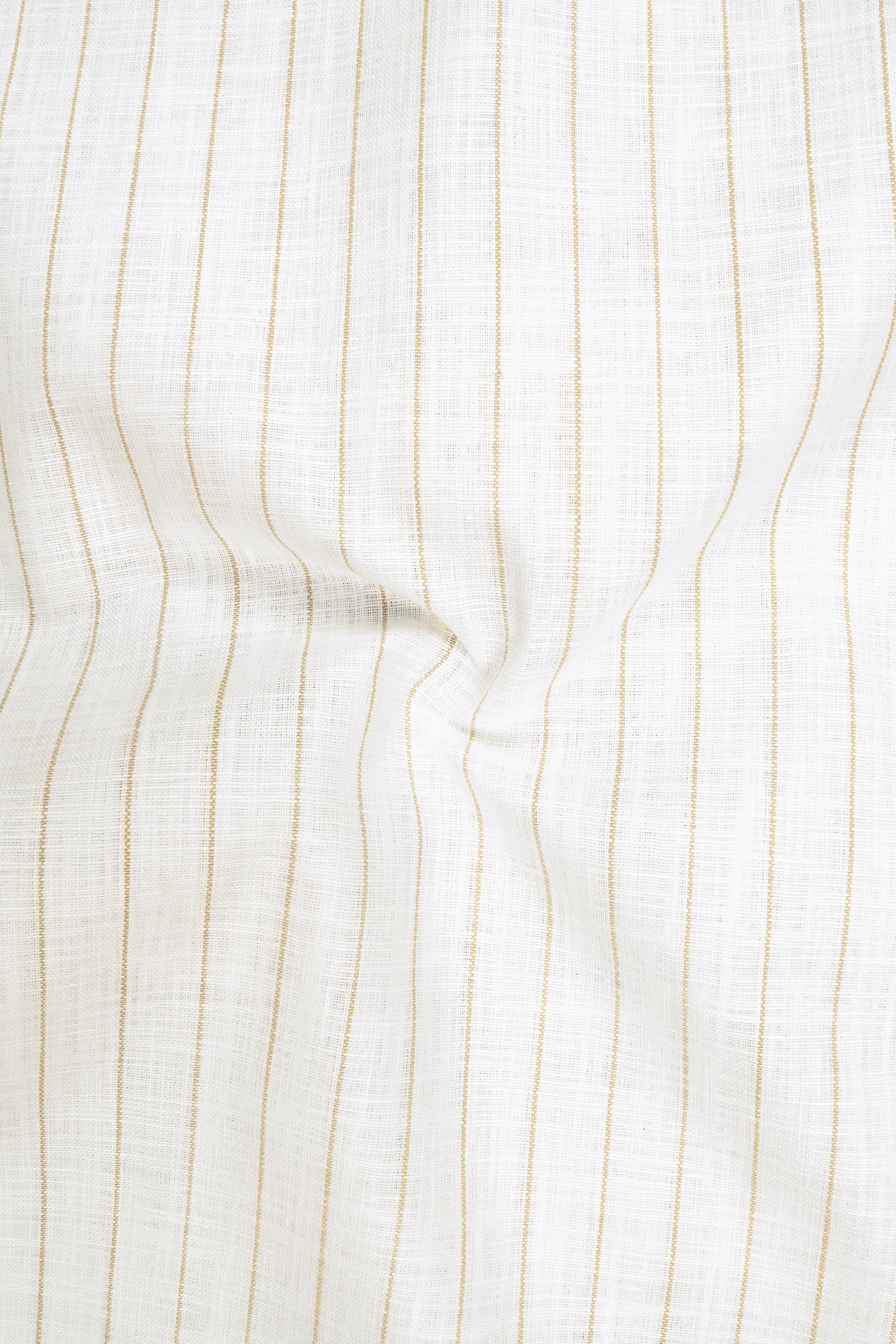 Marlow-Bright White And Sorrell Brown Pin Striped Luxurious Linen Dress Shirt