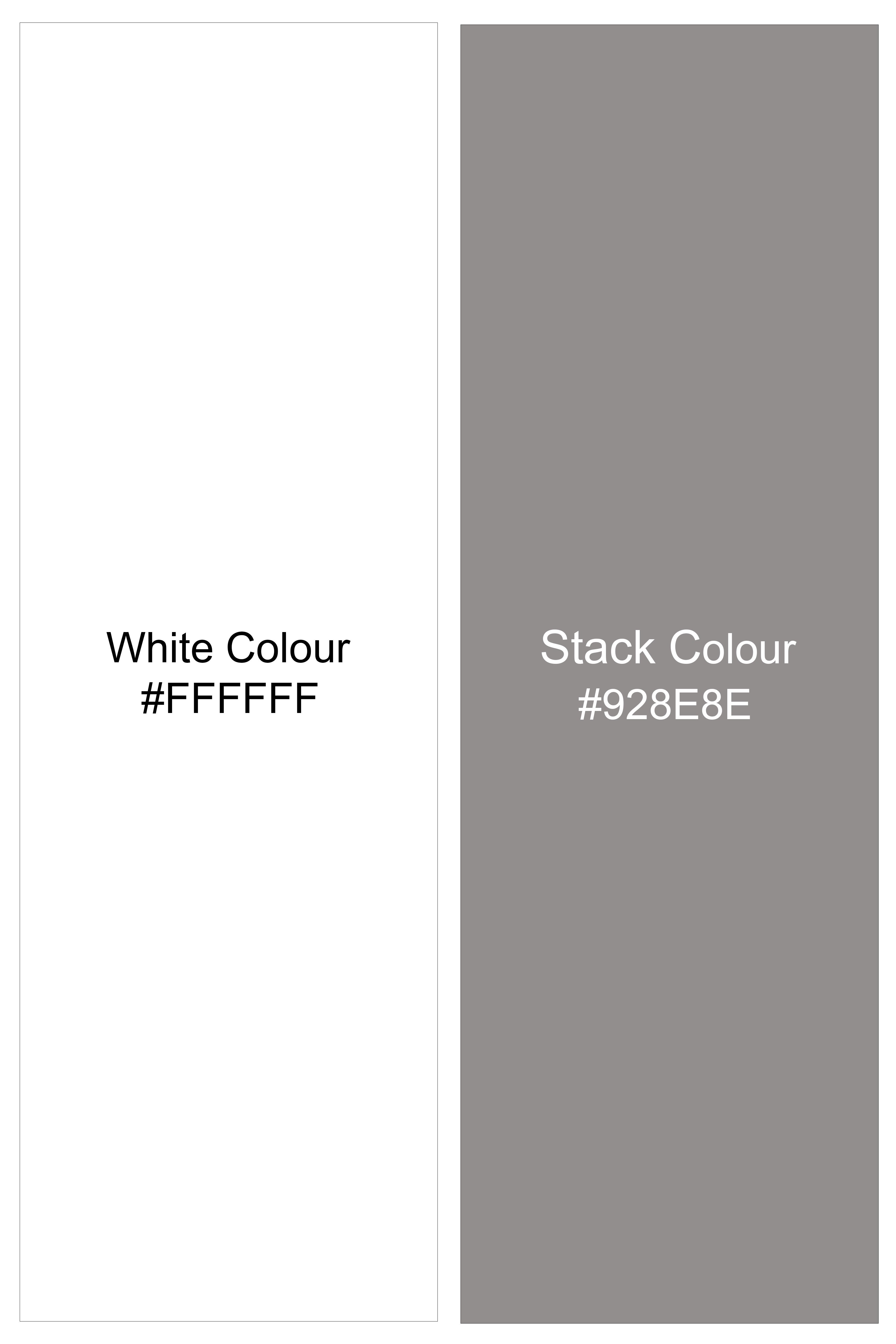 Striata-Bright White And Stack Gray Pin Striped 100% Pure Luxurious Linen Dress Shirt