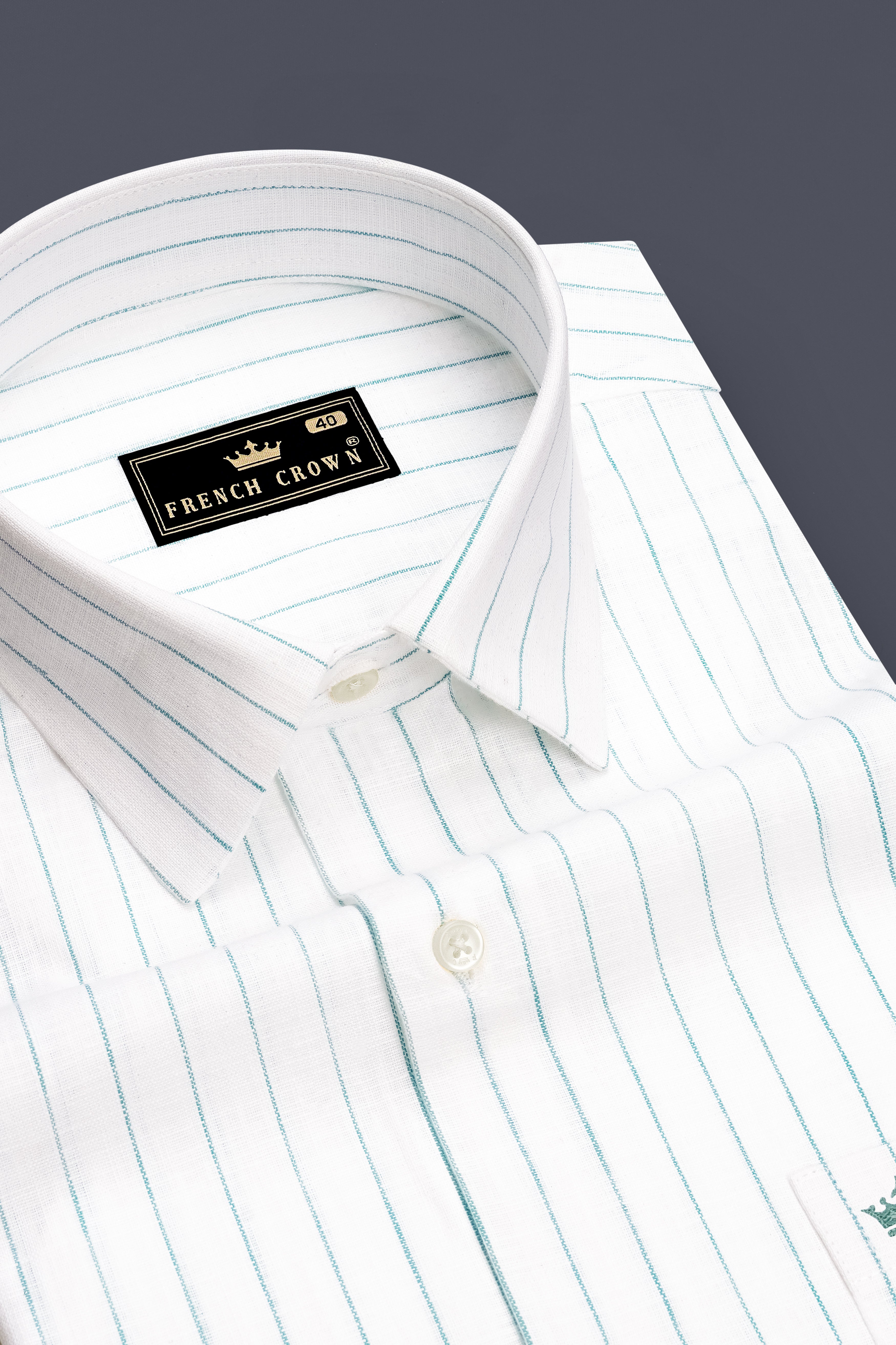 Mariner-Bright White And Neptune Blue Pin Striped Luxurious Linen Dress Shirt