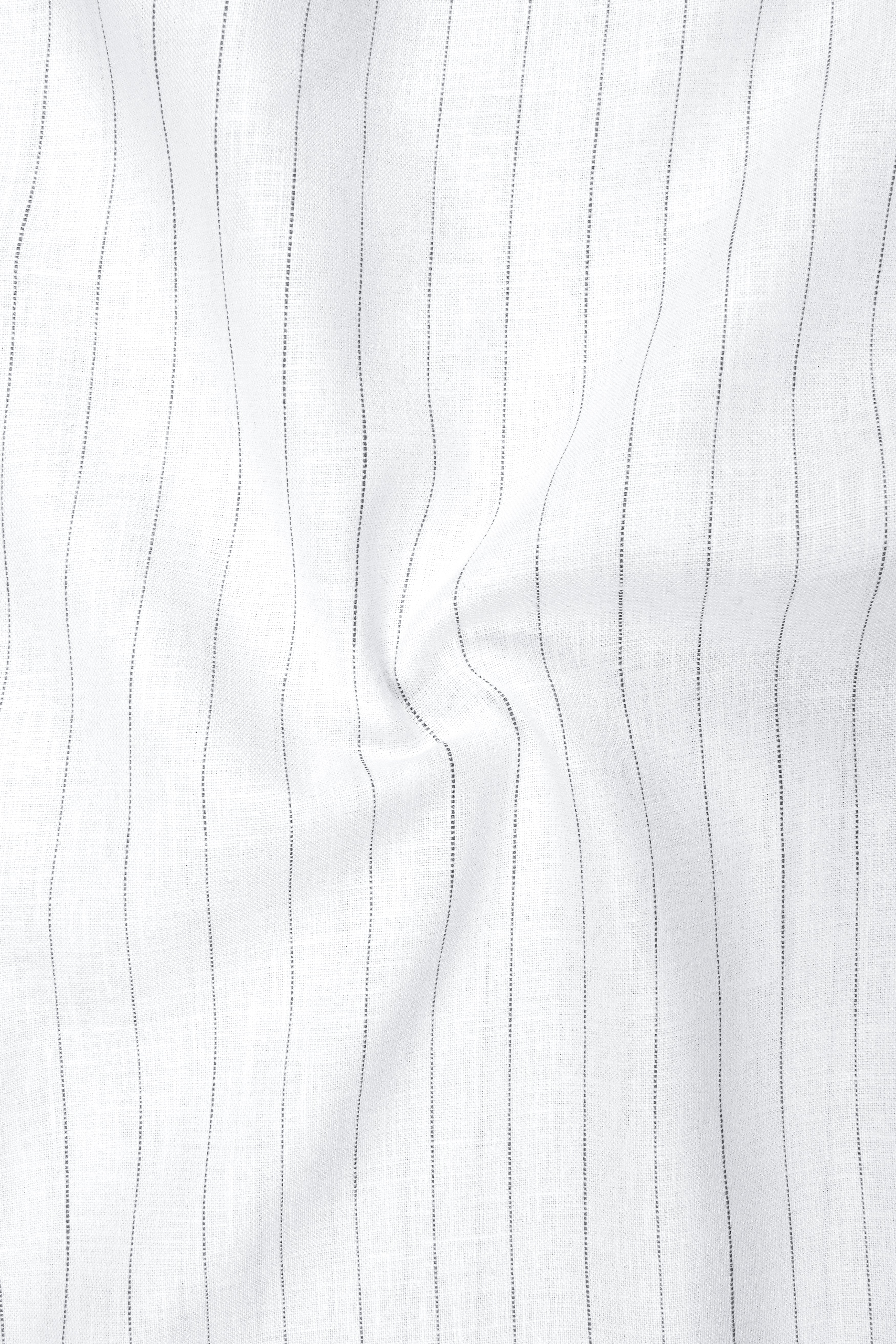 Verve-Bright White And lronside Pin Striped 100% Pure Luxurious Linen Dress Shirt