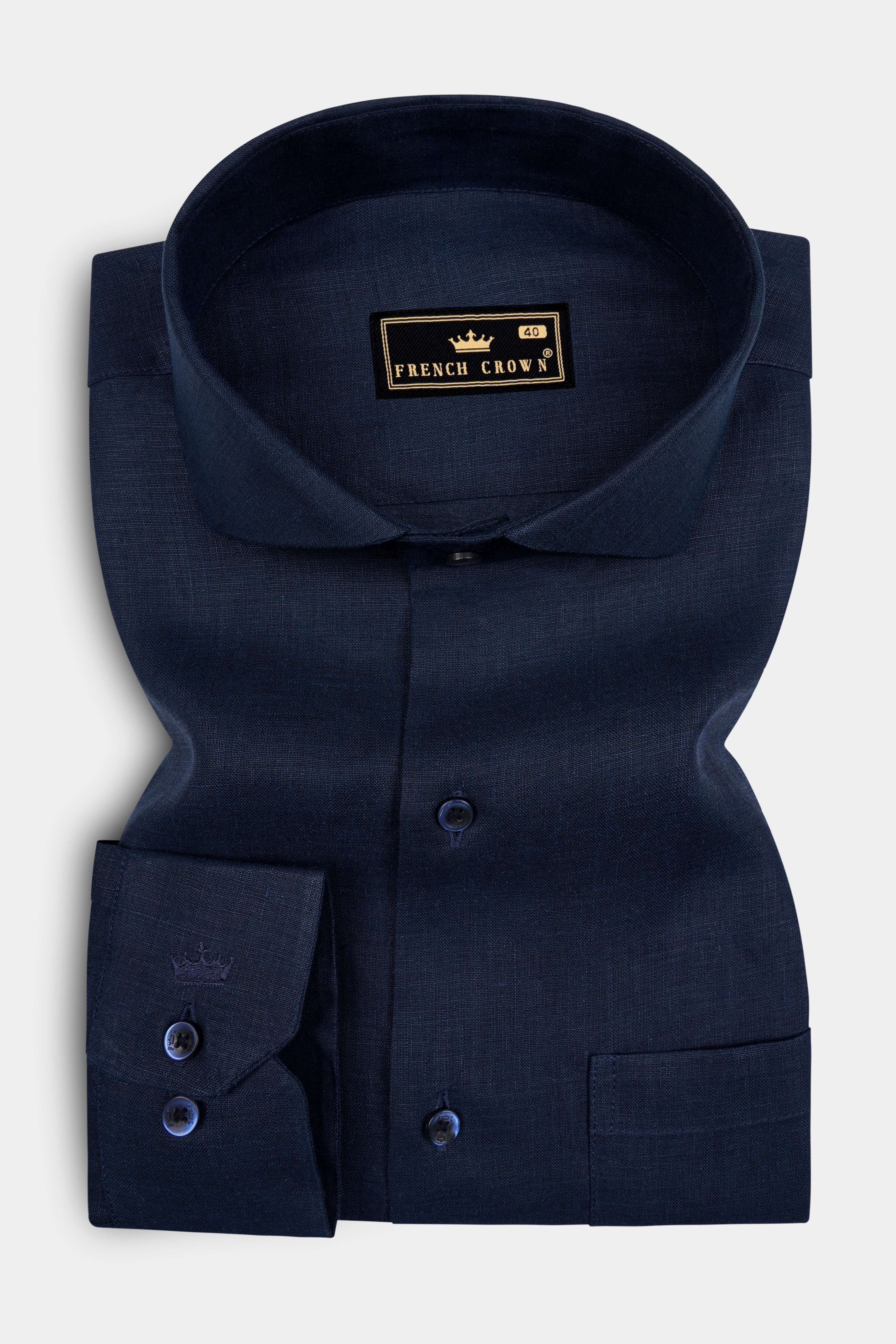 Boreal-Vulcan Blue Luxurious Linen Dress Shirt