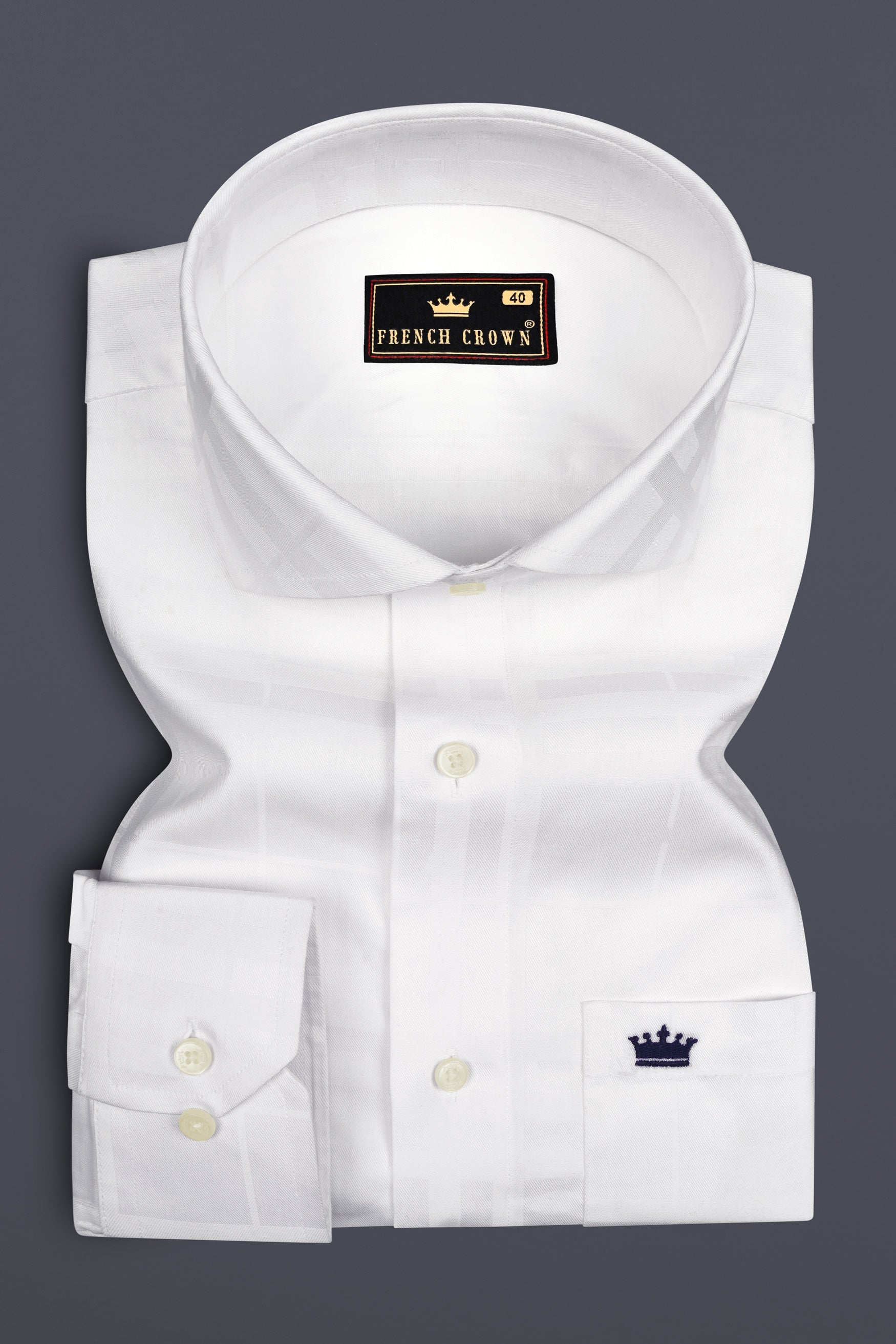 Pristine-Bright White Jacquard Textured Premium Cotton Dress Shirt