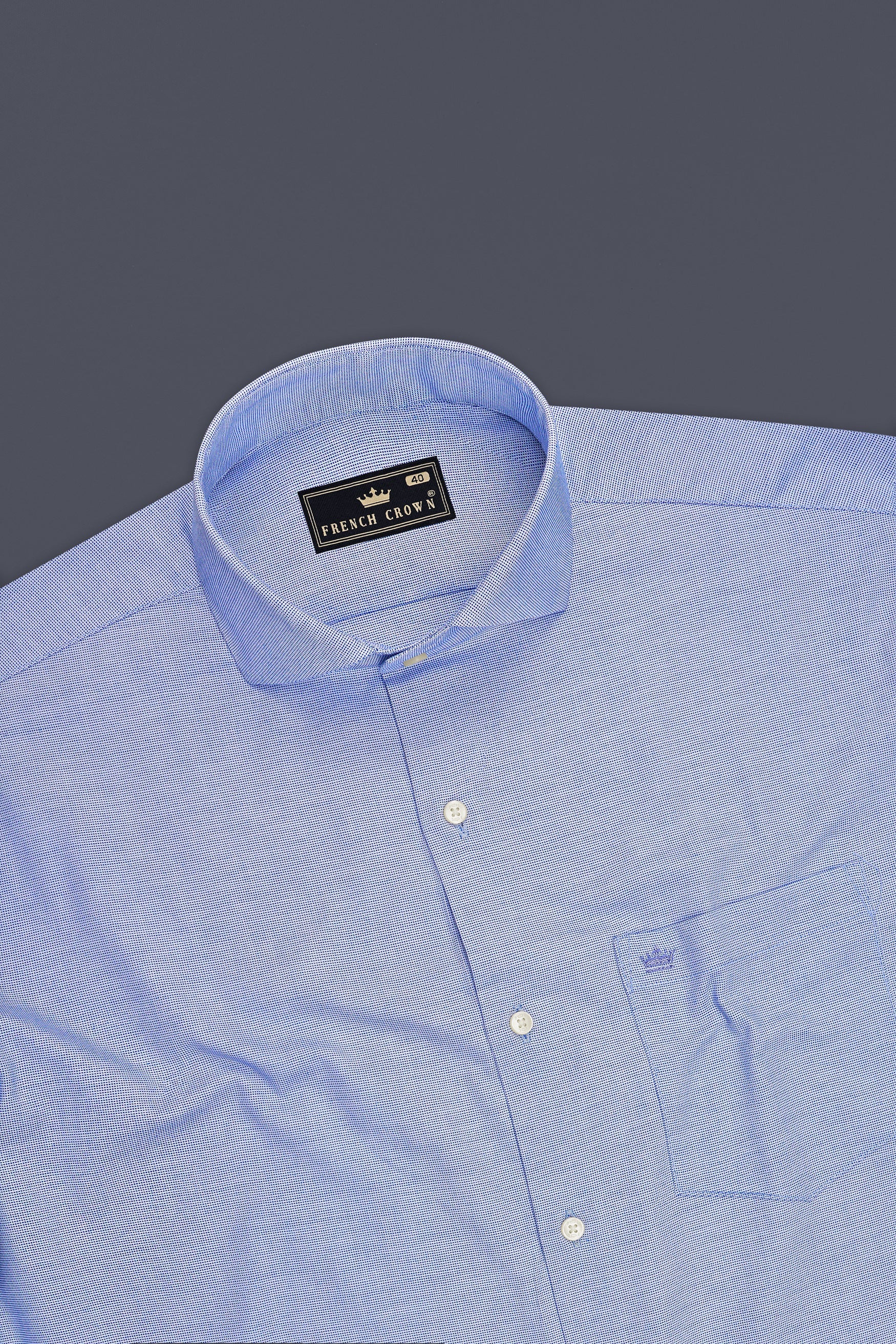Tide-Dusty Blue Dobby Textured Premium Giza Cotton Dress Shirt