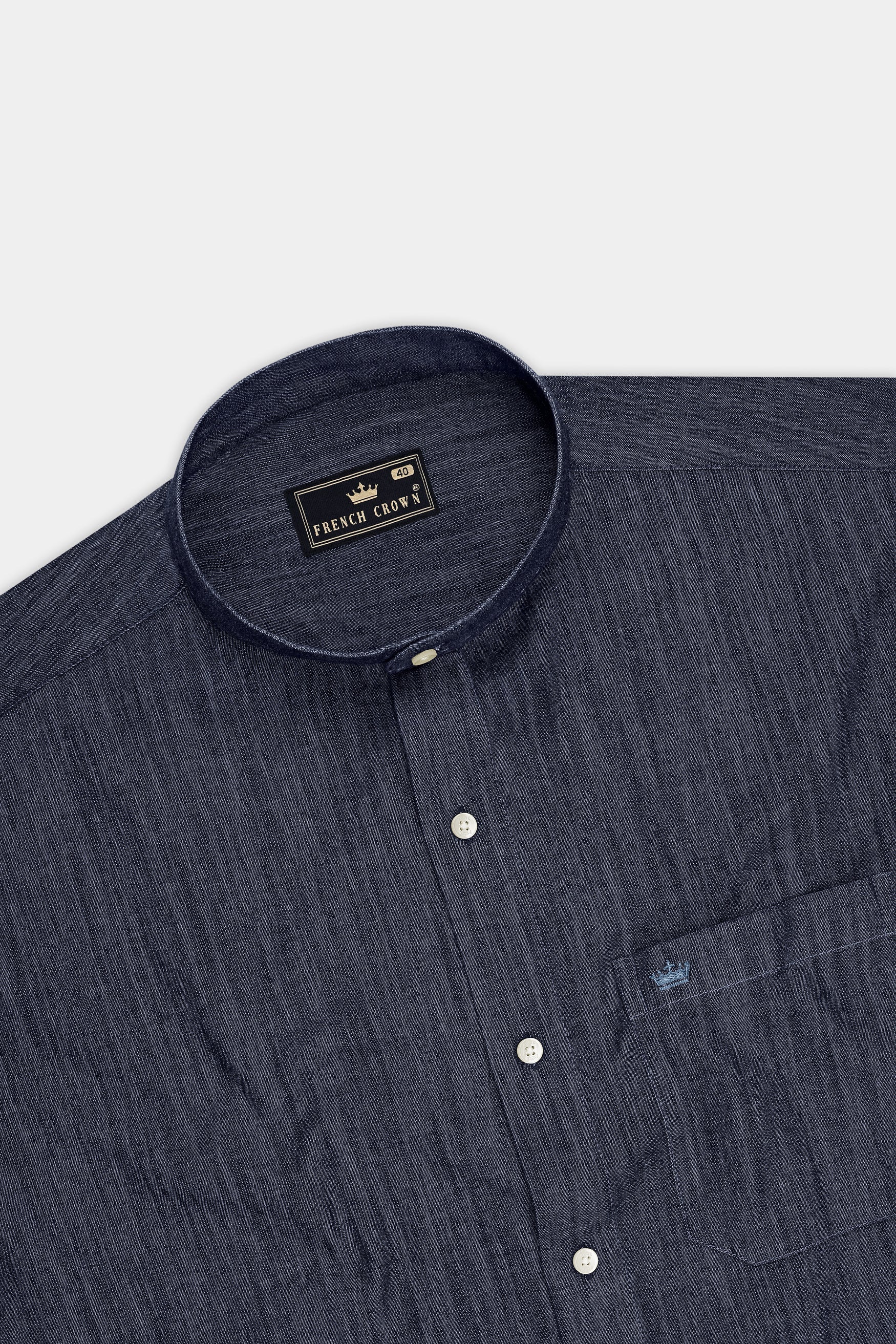 Terrain-Cedar Gray Textured Premium Denim Casual Shirt
