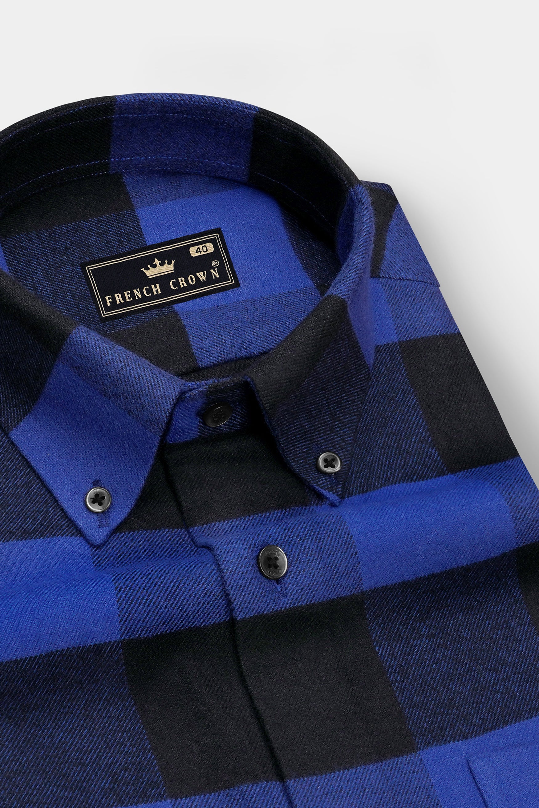 Frontier-Congress Blue And Jade Black Plaid Flannel Premium Cotton Casual Shirt