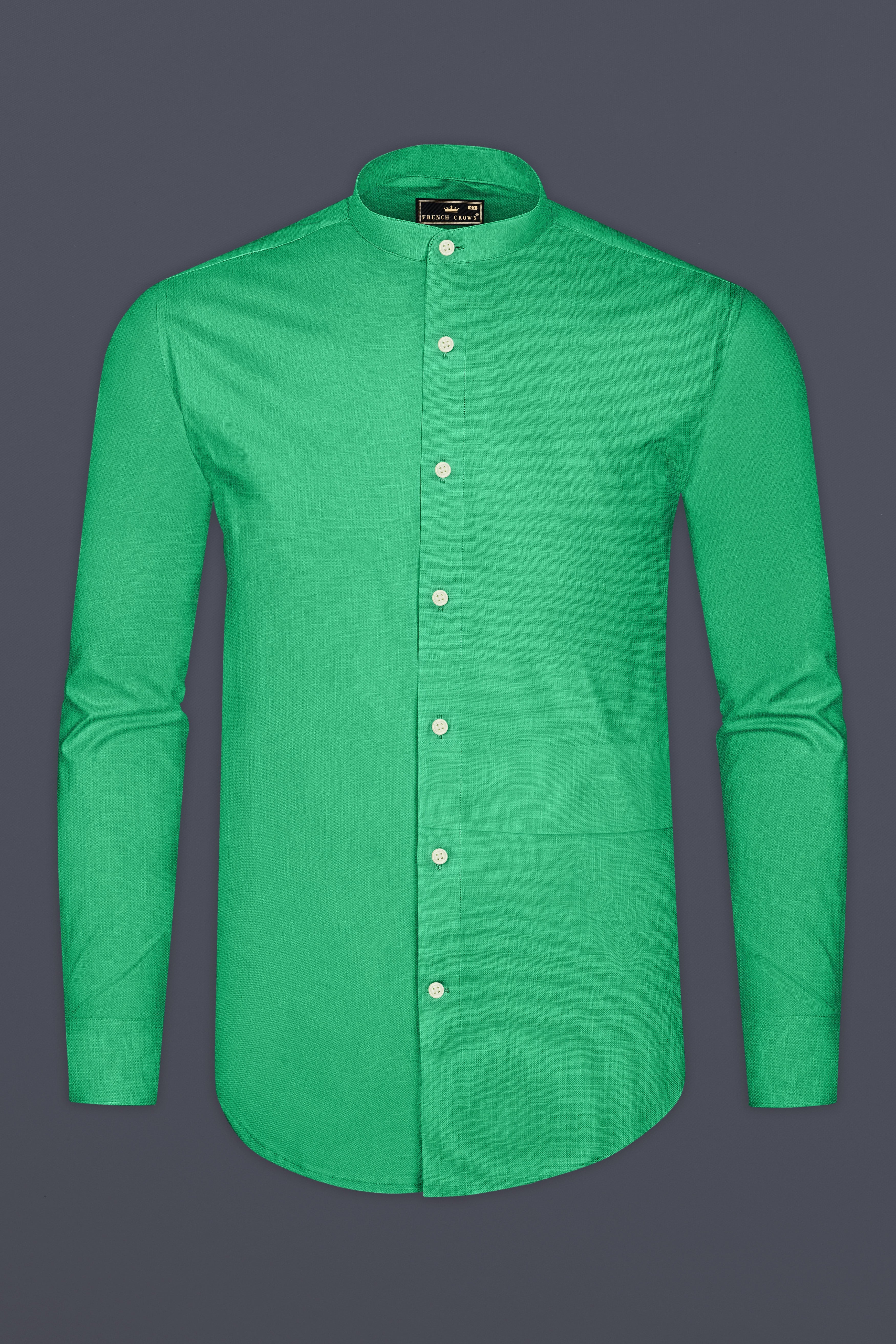 Olivine-Haze Green Luxurious Linen Designer Casual Shirt