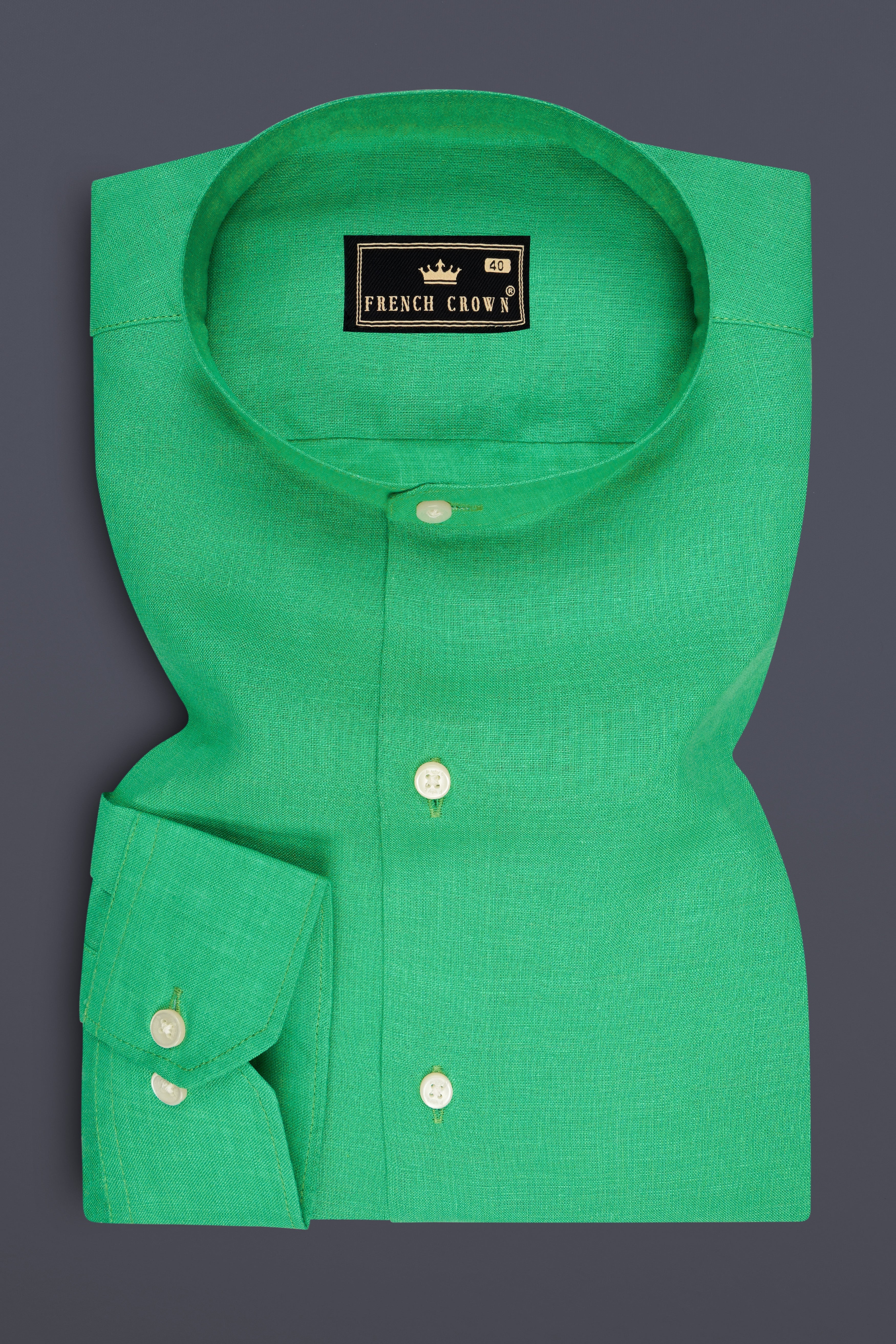 Olivine-Haze Green Luxurious Linen Designer Casual Shirt