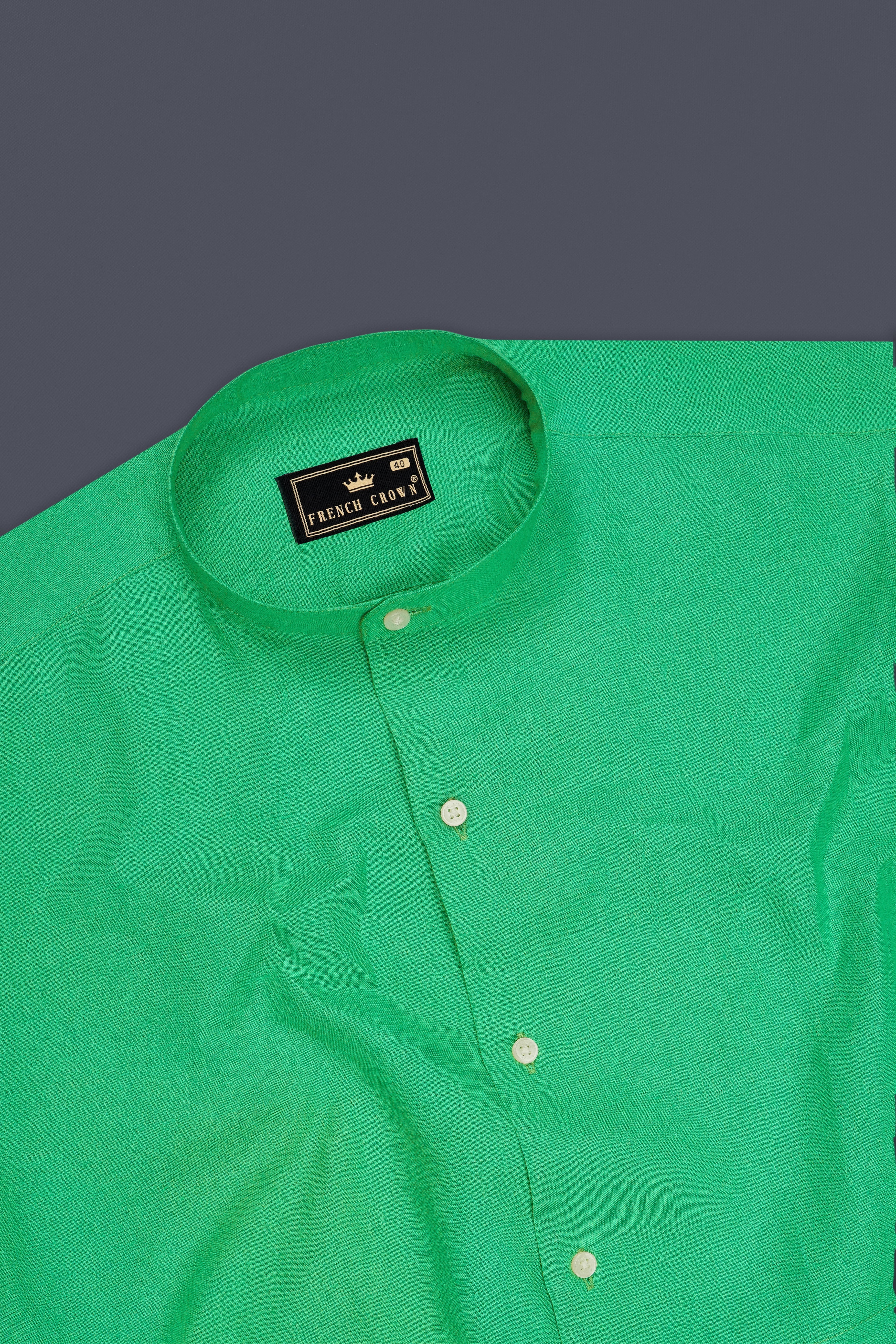 Olivine-Haze Green Luxurious Linen Designer Casual Shirt