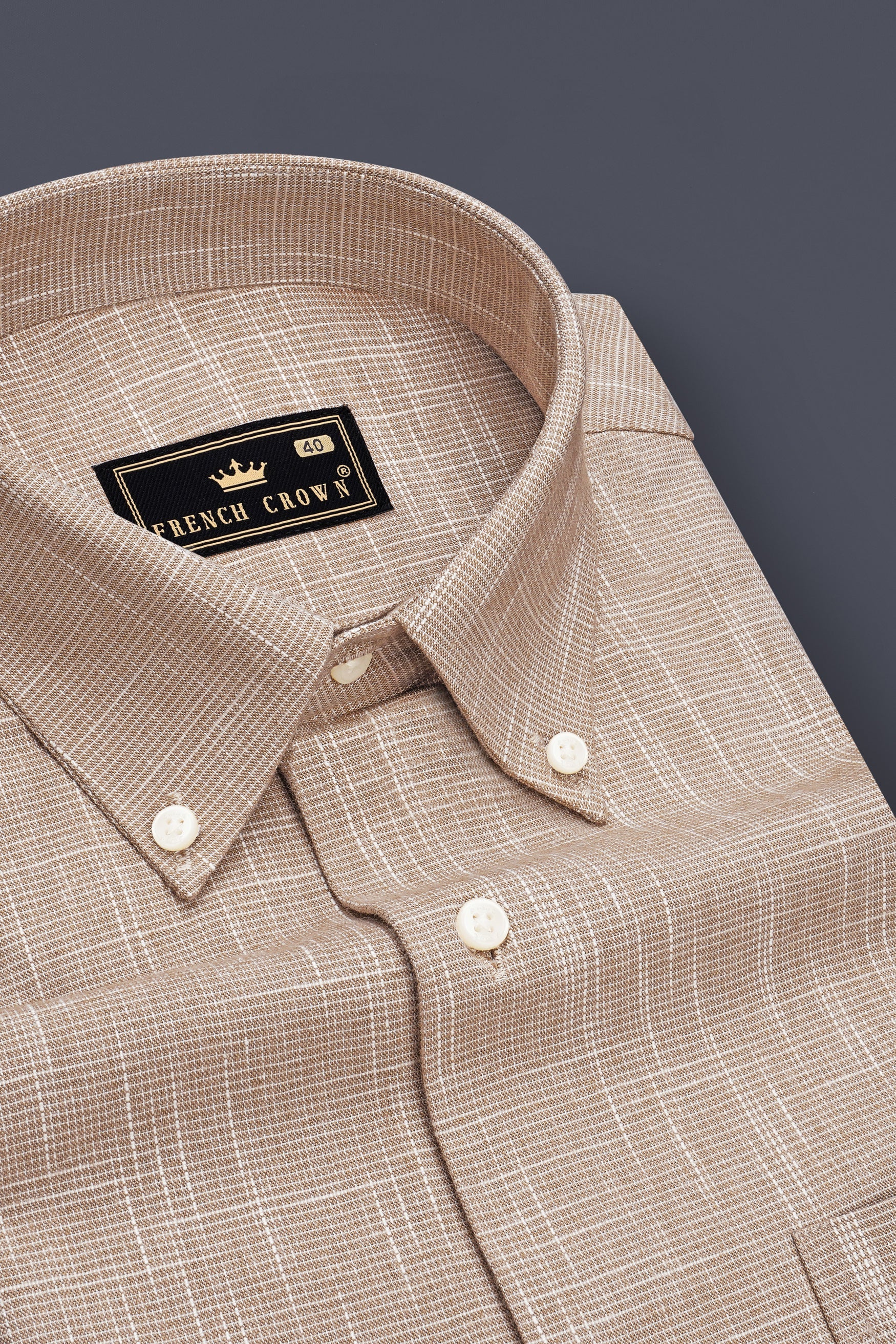 Forge-Thatch Brown Printed heavyweight Oxford Premium Cotton Casual Shirt