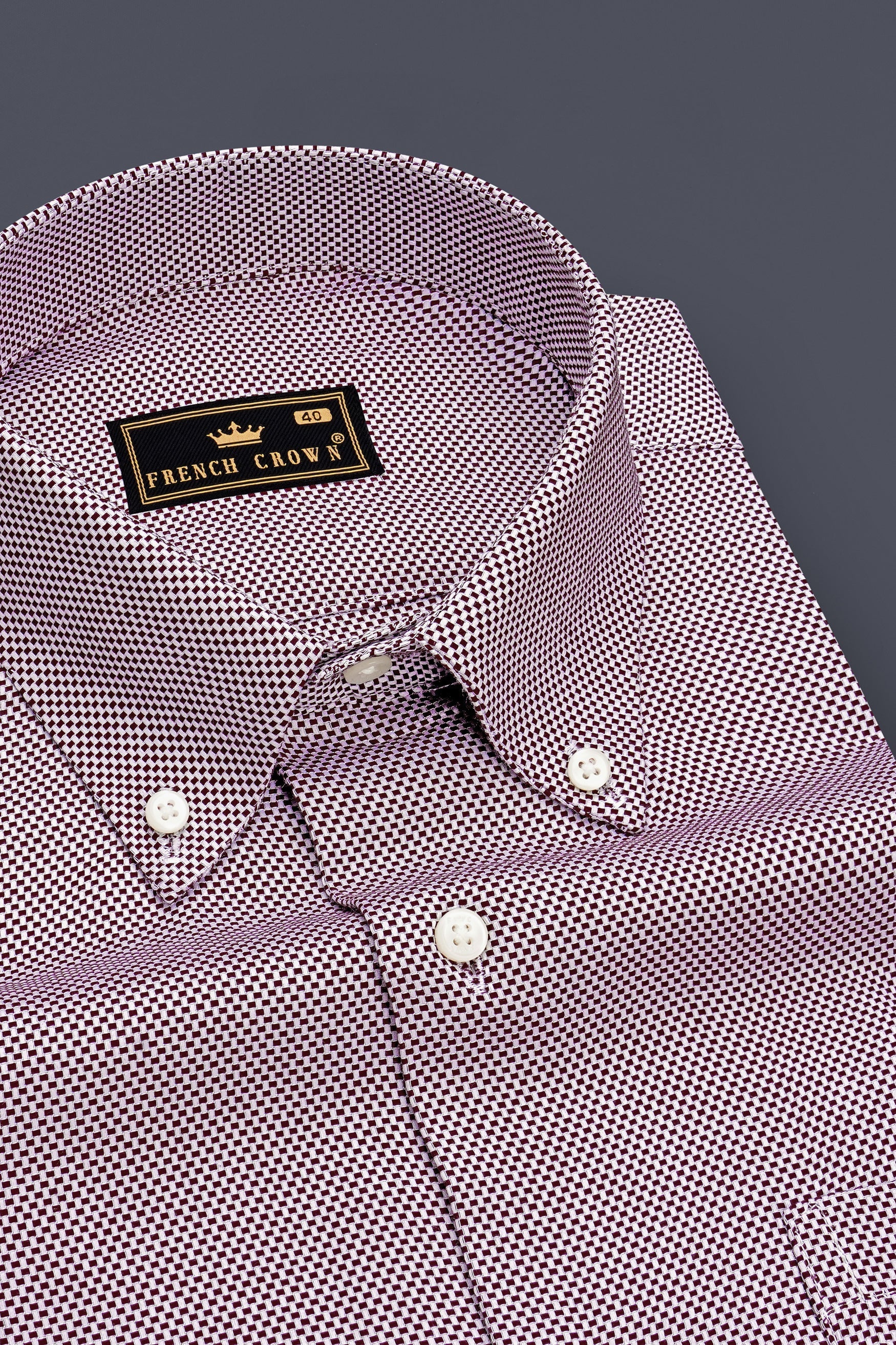 Merlot-Martini Maroon Dobby Textured Premium Giza Cotton Dress Shirt