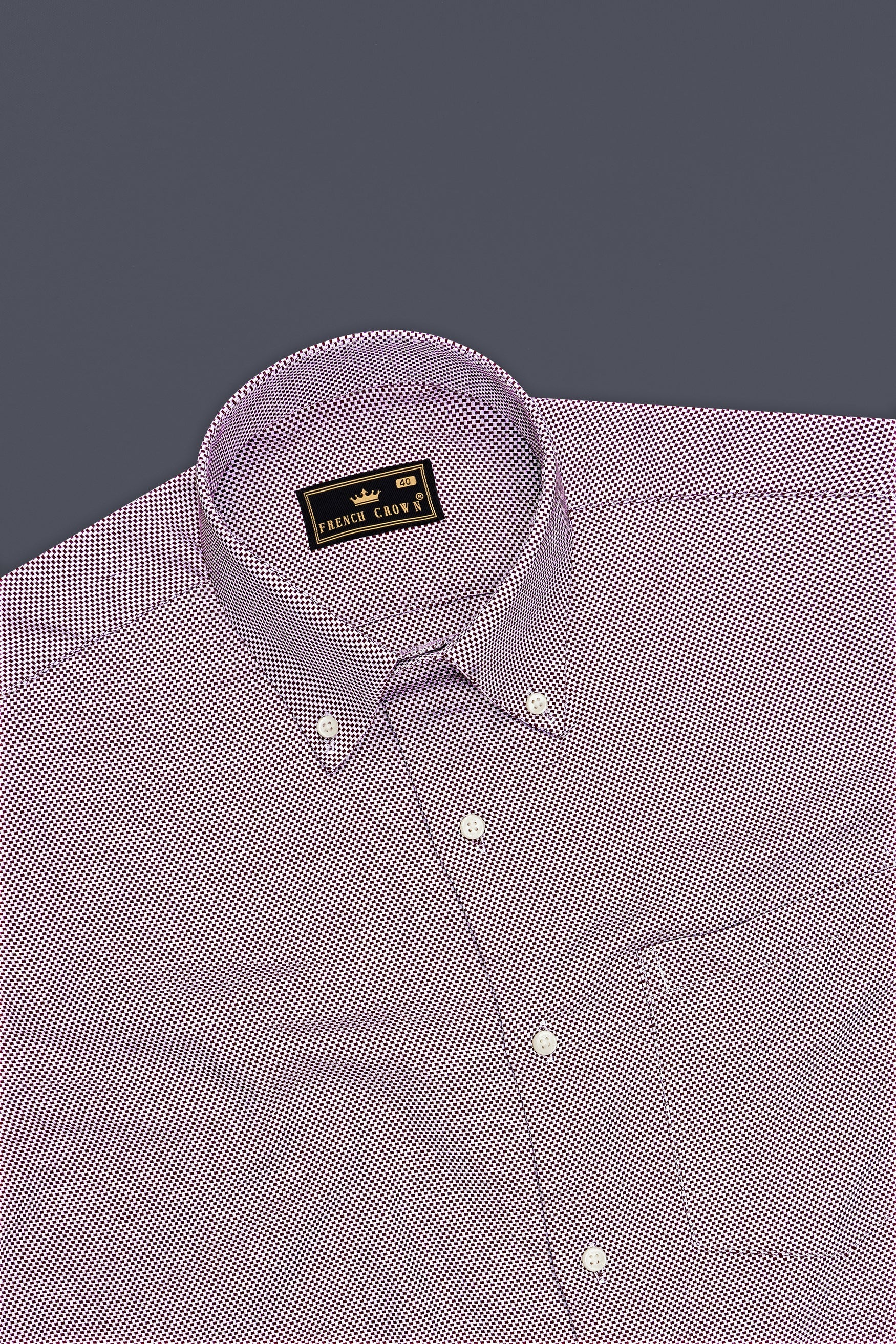 Merlot-Martini Maroon Dobby Textured Premium Giza Cotton Dress Shirt