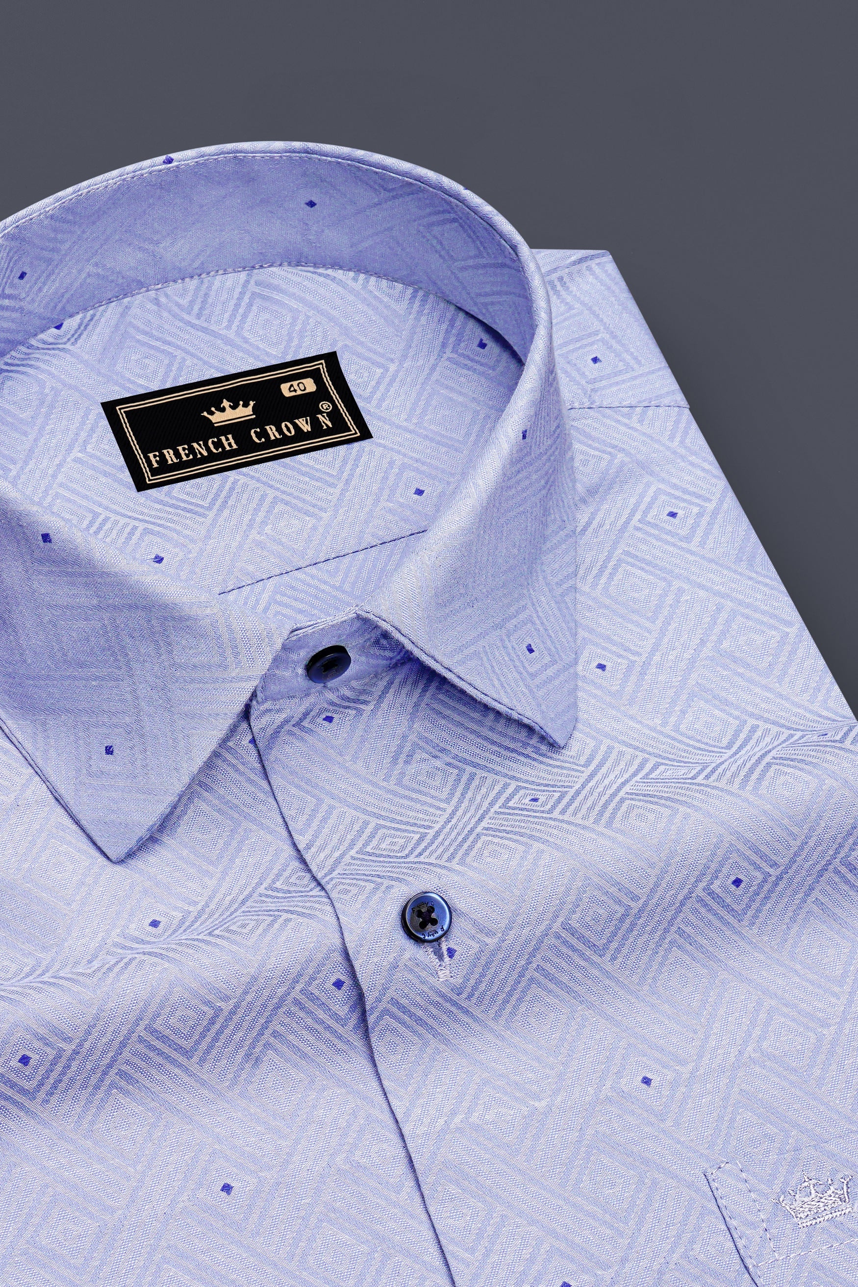 Aegis-Manatee Blue Jacquard Textured Premium Cotton Dress Shirt