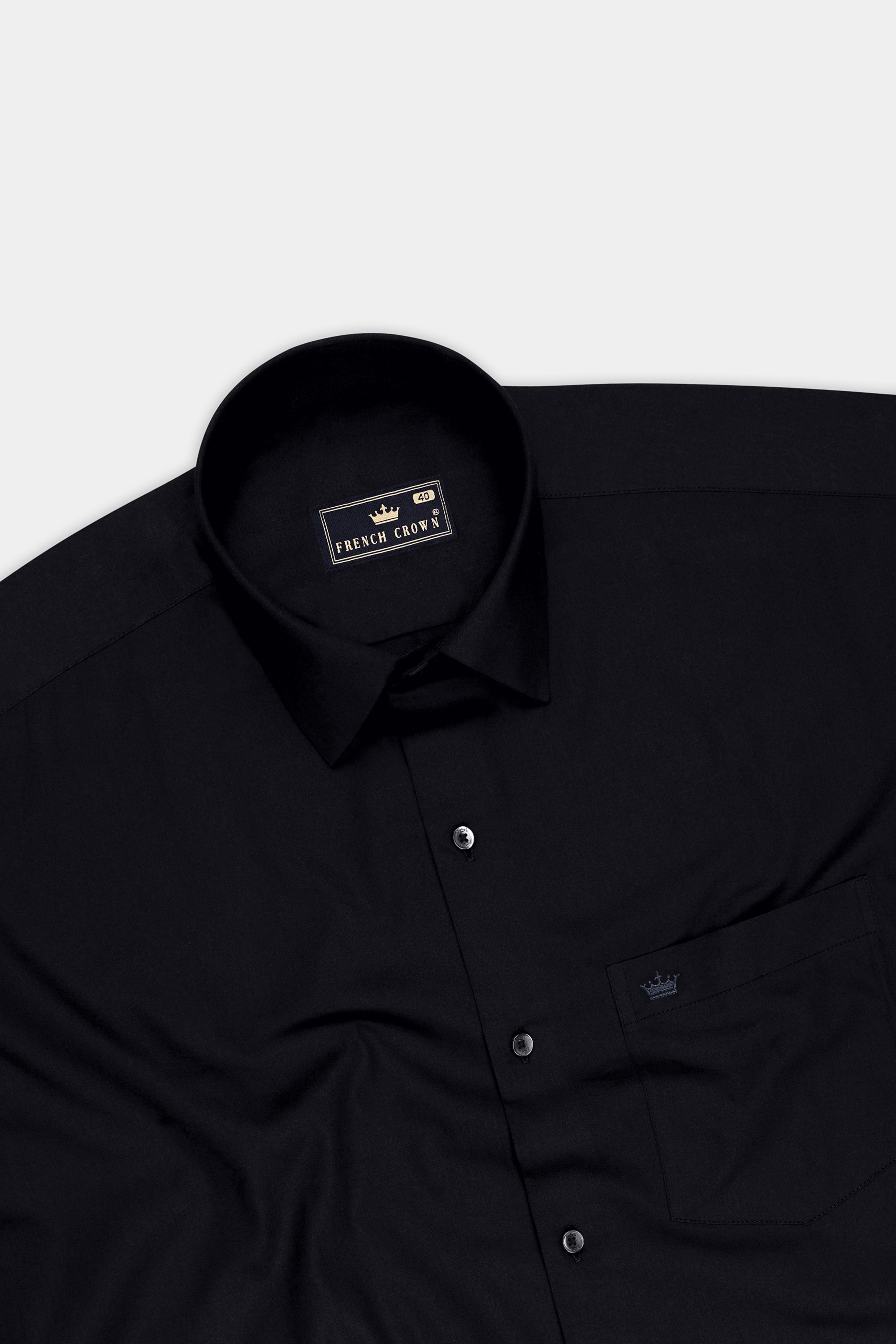 Noir-Jade Black French Cuff Subtle Sheen Super Soft Premium Cotton Dress Shirt
