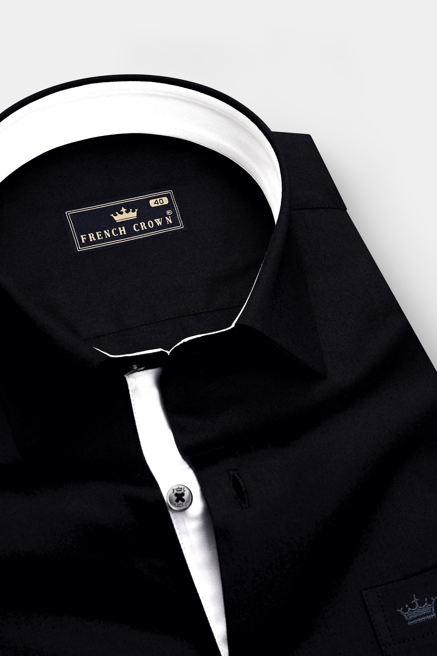 Noir-Jade Black Subtle Sheen Super Soft Premium Cotton Dress Shirt