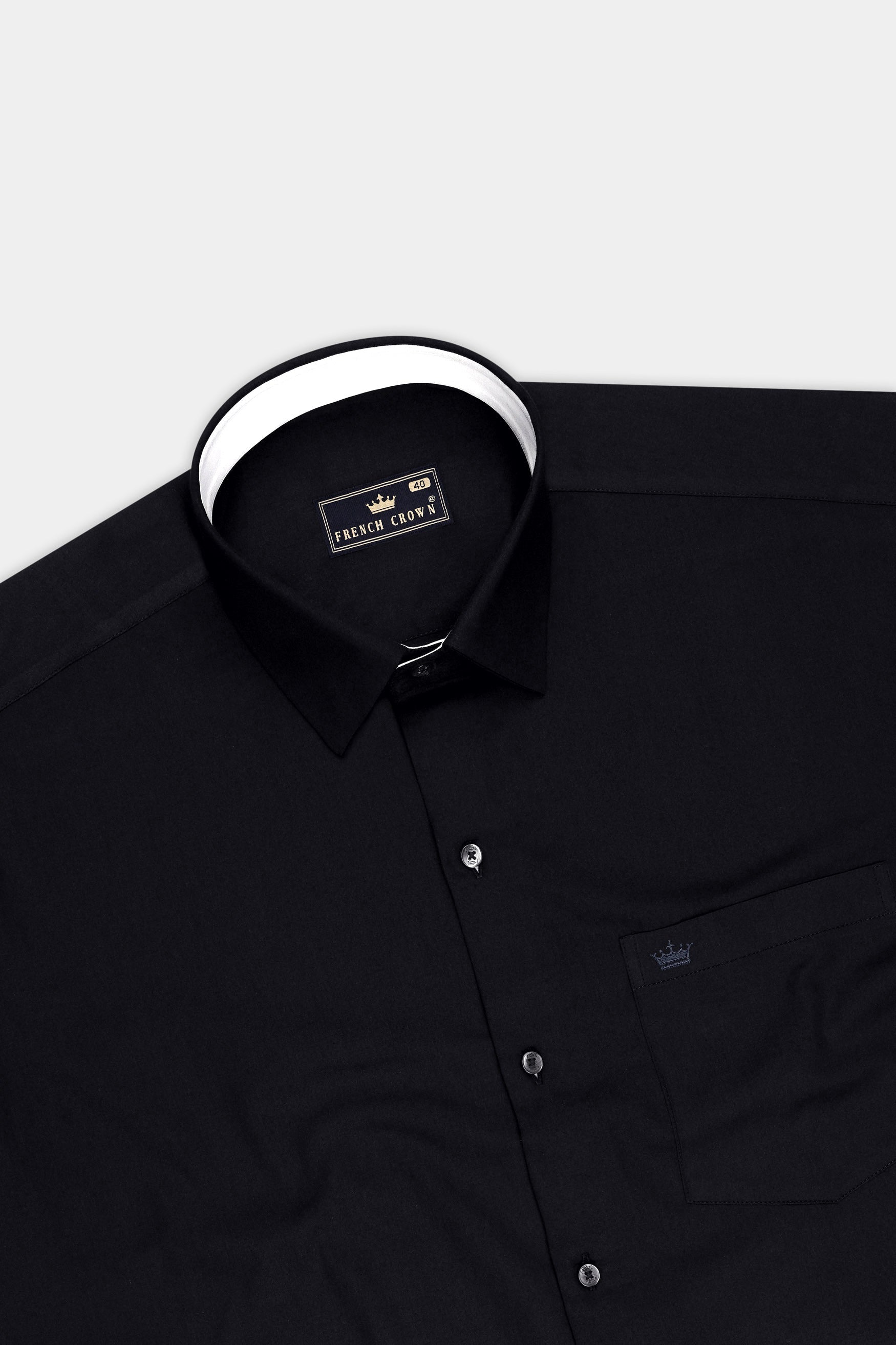 Noir-Jade Black Subtle Sheen Super Soft Premium Cotton Dress Shirt