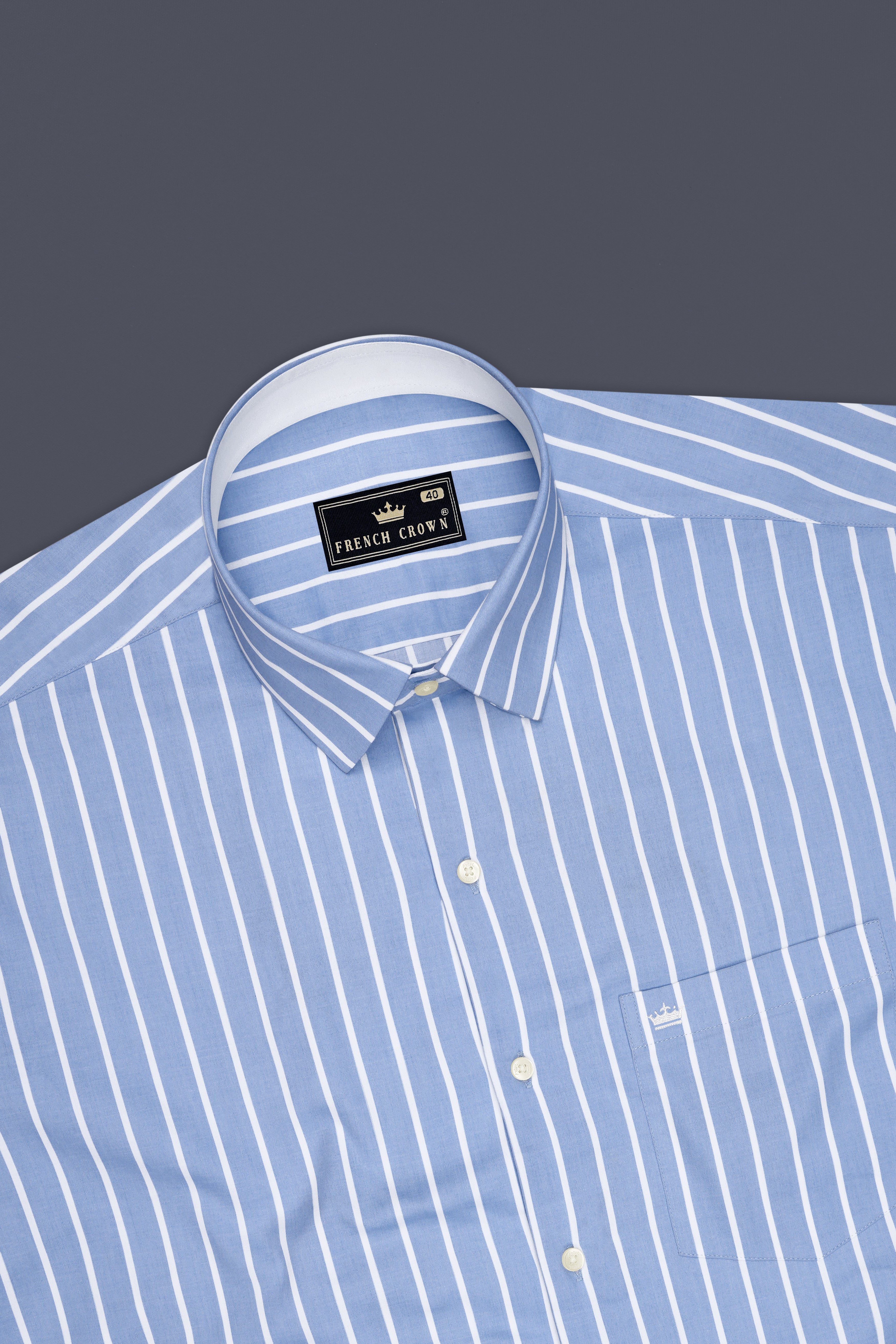 Celesto-Spindle Blue And Bright White Pin Striped Subtle Sheen Soft Premium Cotton Dress Shirt