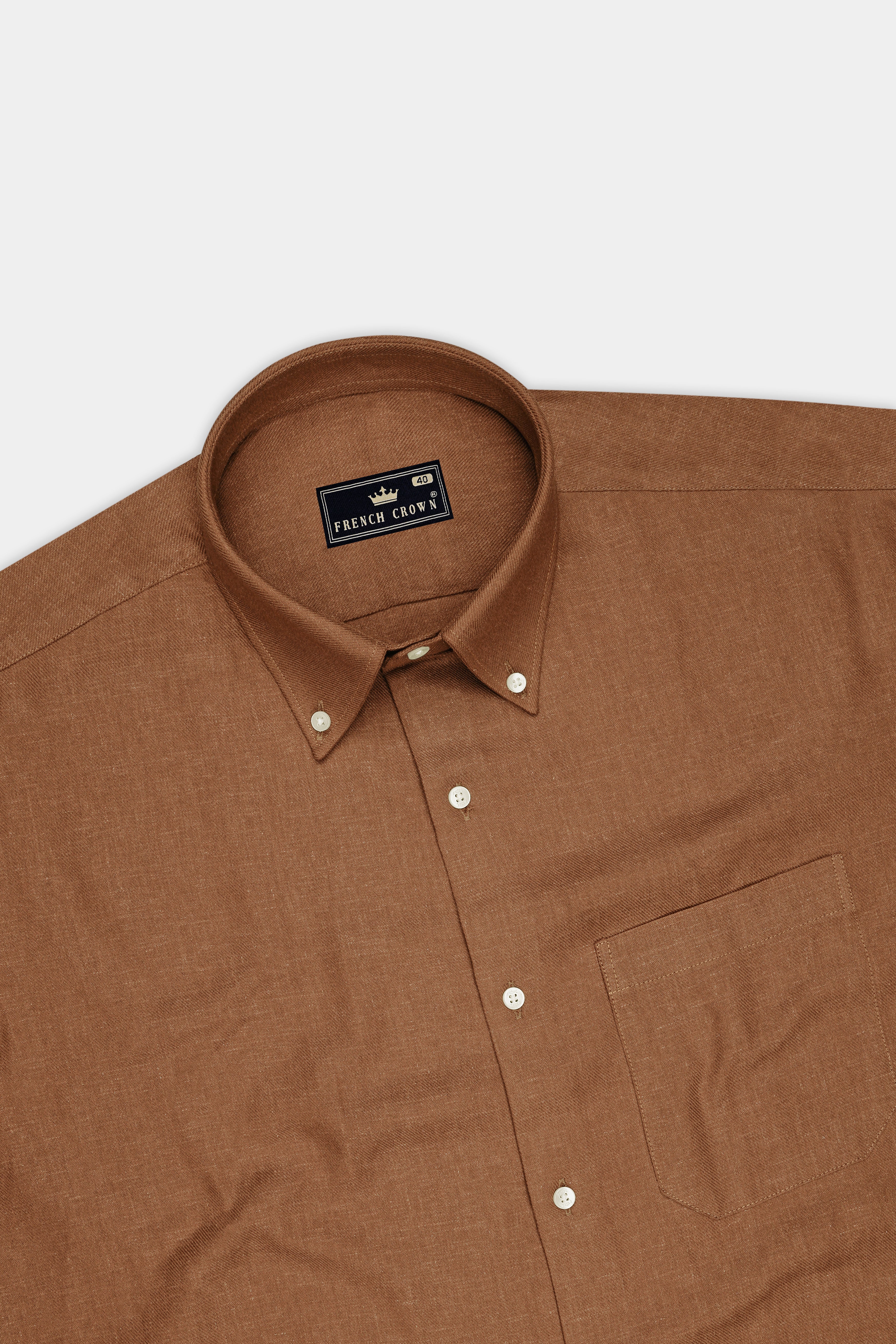 Flux-Sepia Brown Solid Luxurious Linen Dress Shirt