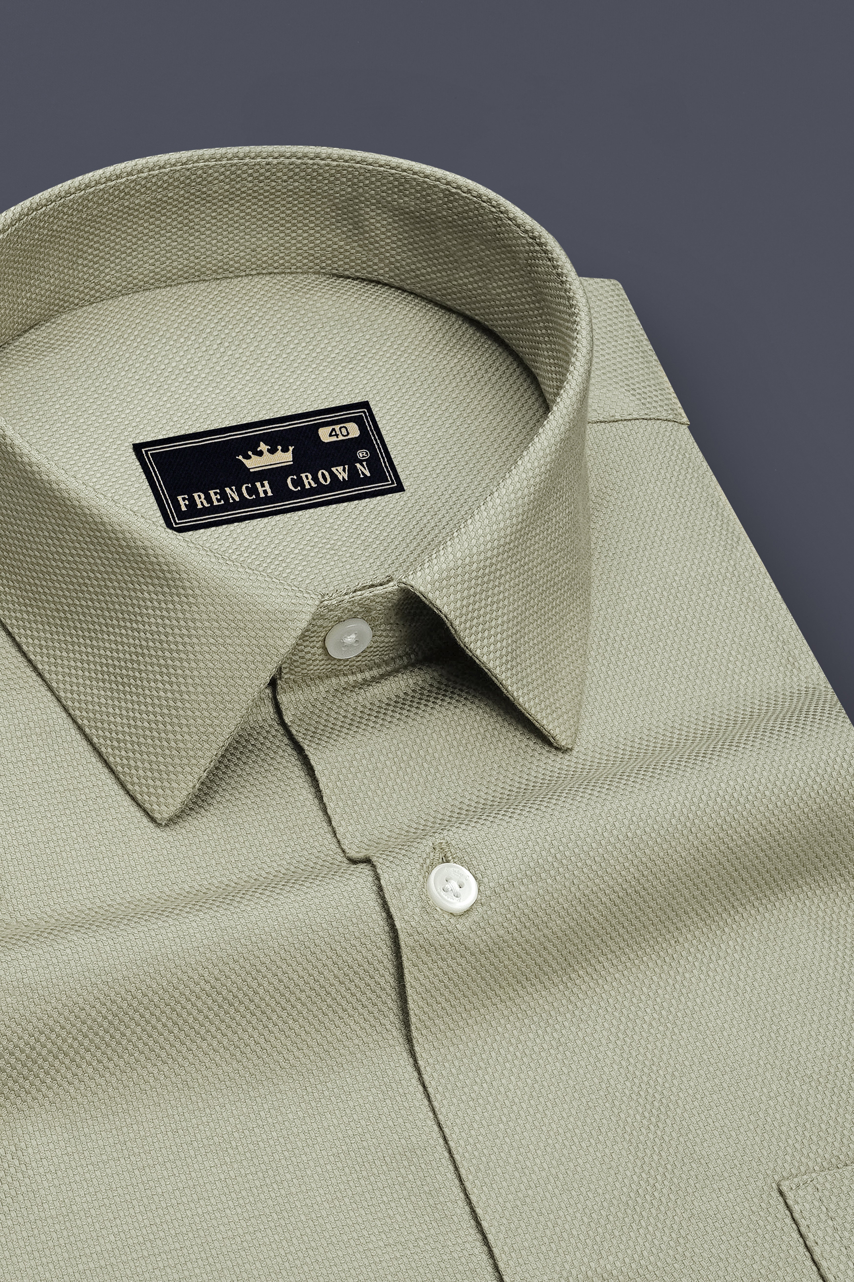 Viridian-Bitter Green Dobby Textured Premium Giza Cotton Dress Shirt