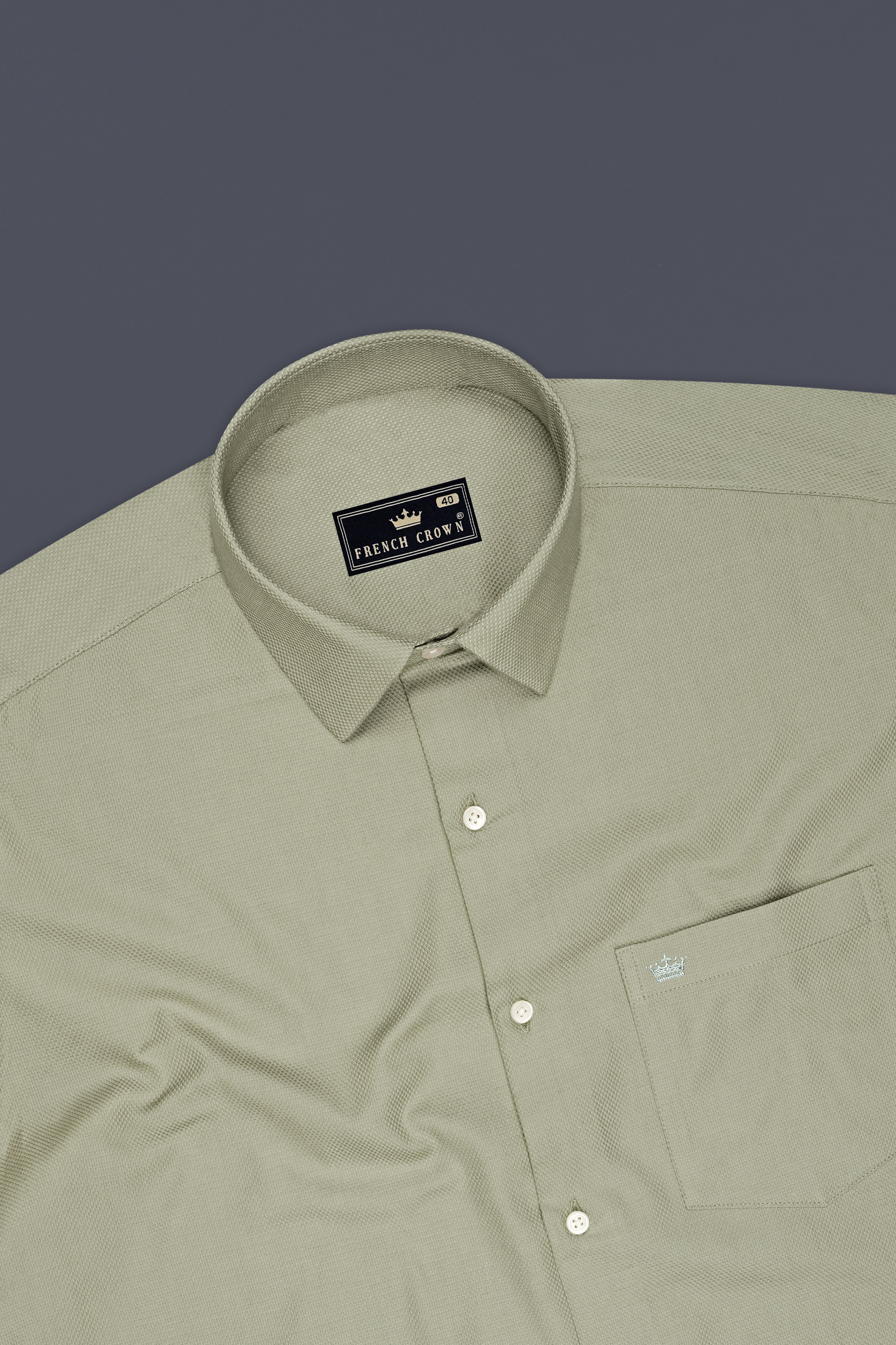 Viridian-Bitter Green Dobby Textured Premium Giza Cotton Dress Shirt