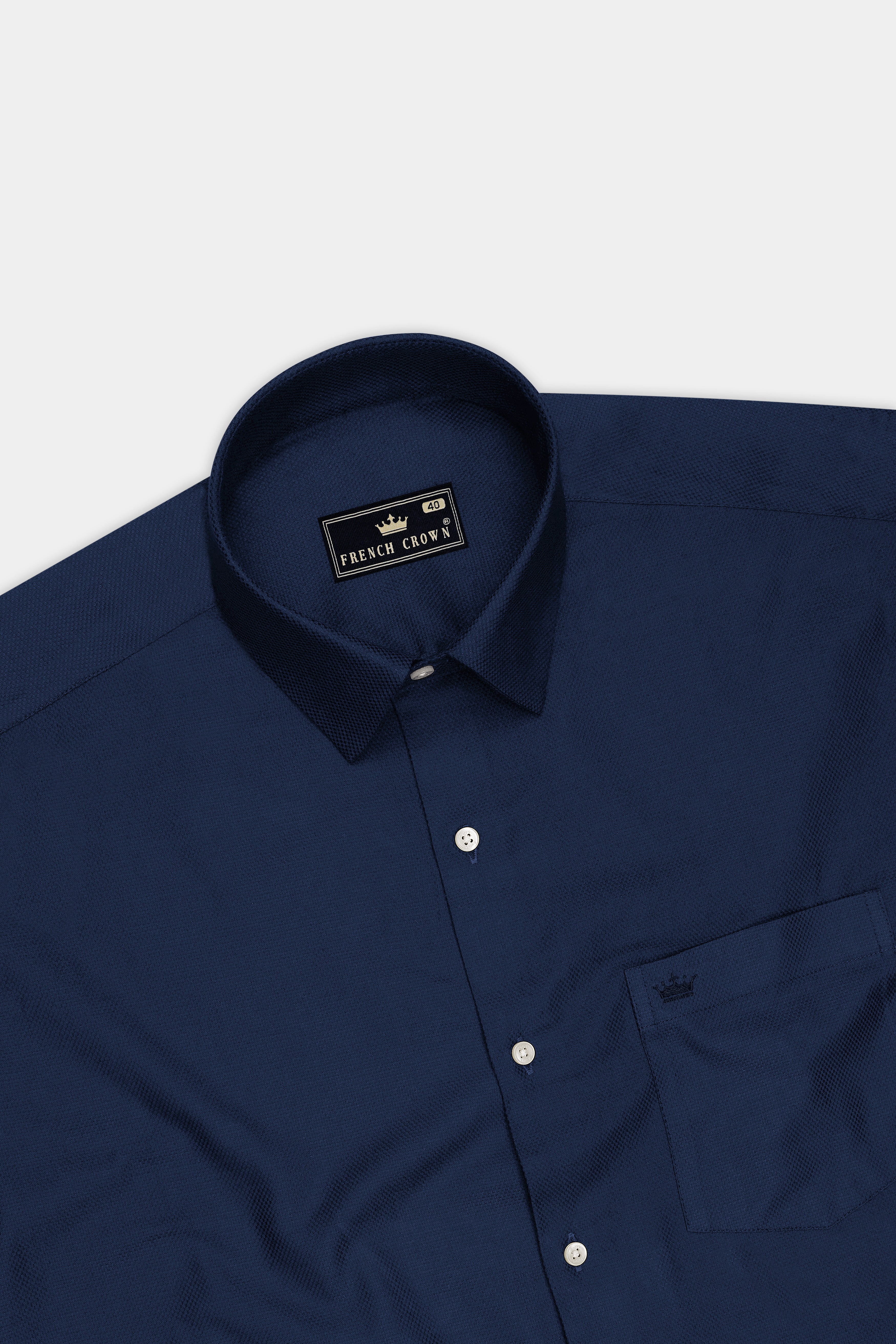 Aegis-Ebony Navy Dobby Textured Premium Giza Cotton Dress Shirt