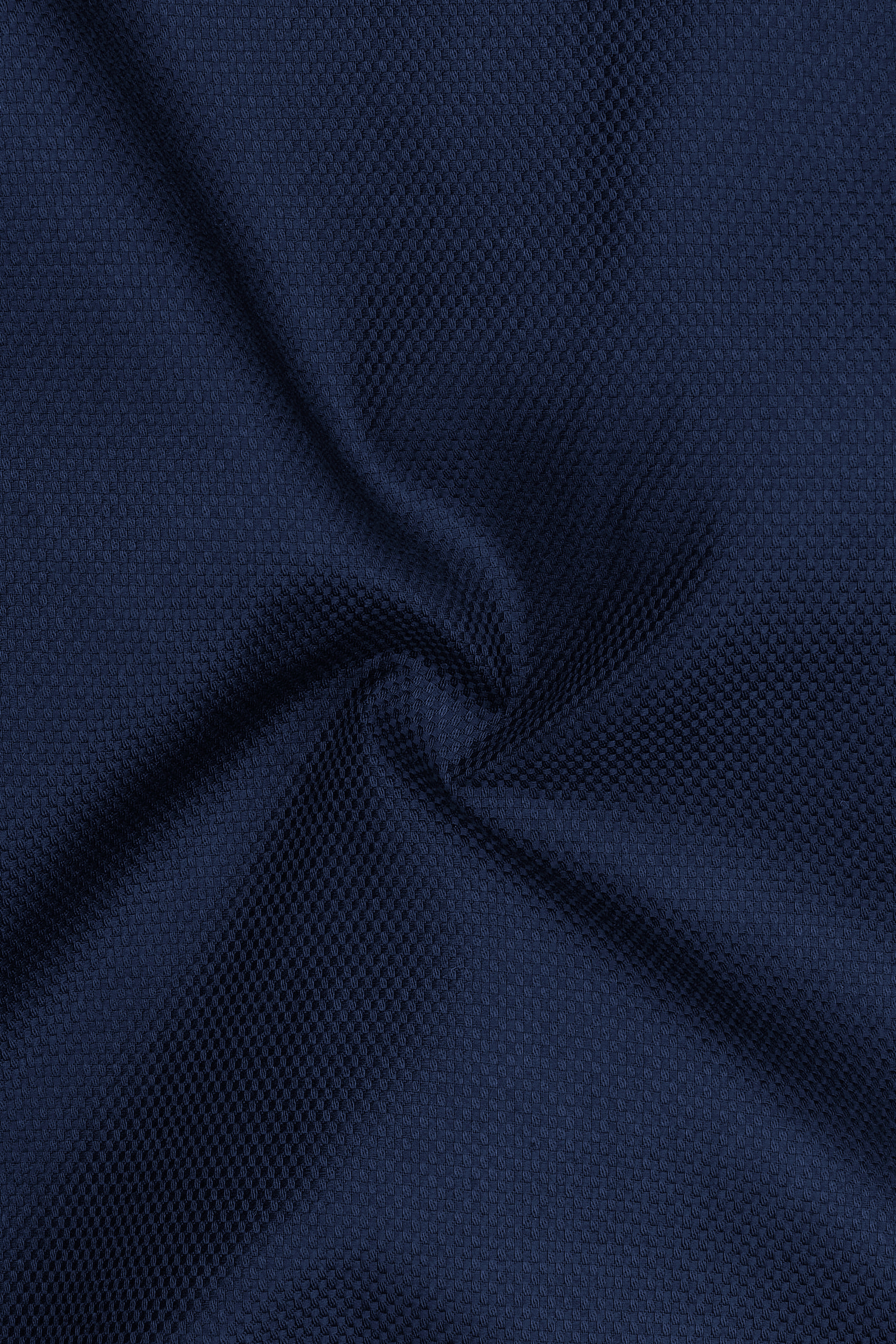 Aegis-Ebony Navy Dobby Textured Premium Giza Cotton White Cuff Collar Dress Shirt