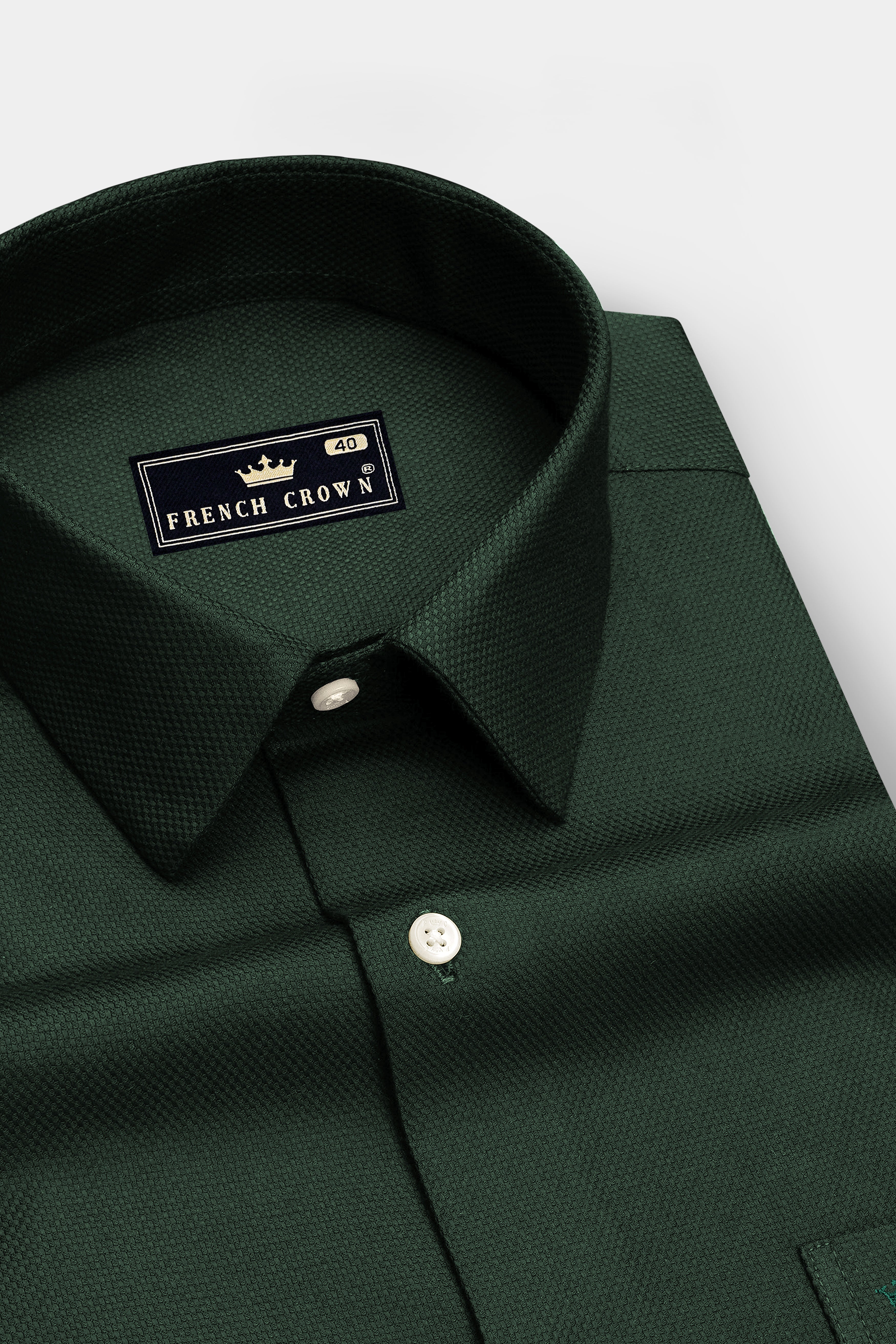Foresta-Timber Green Dobby Textured Premium Giza Cotton Dress Shirt