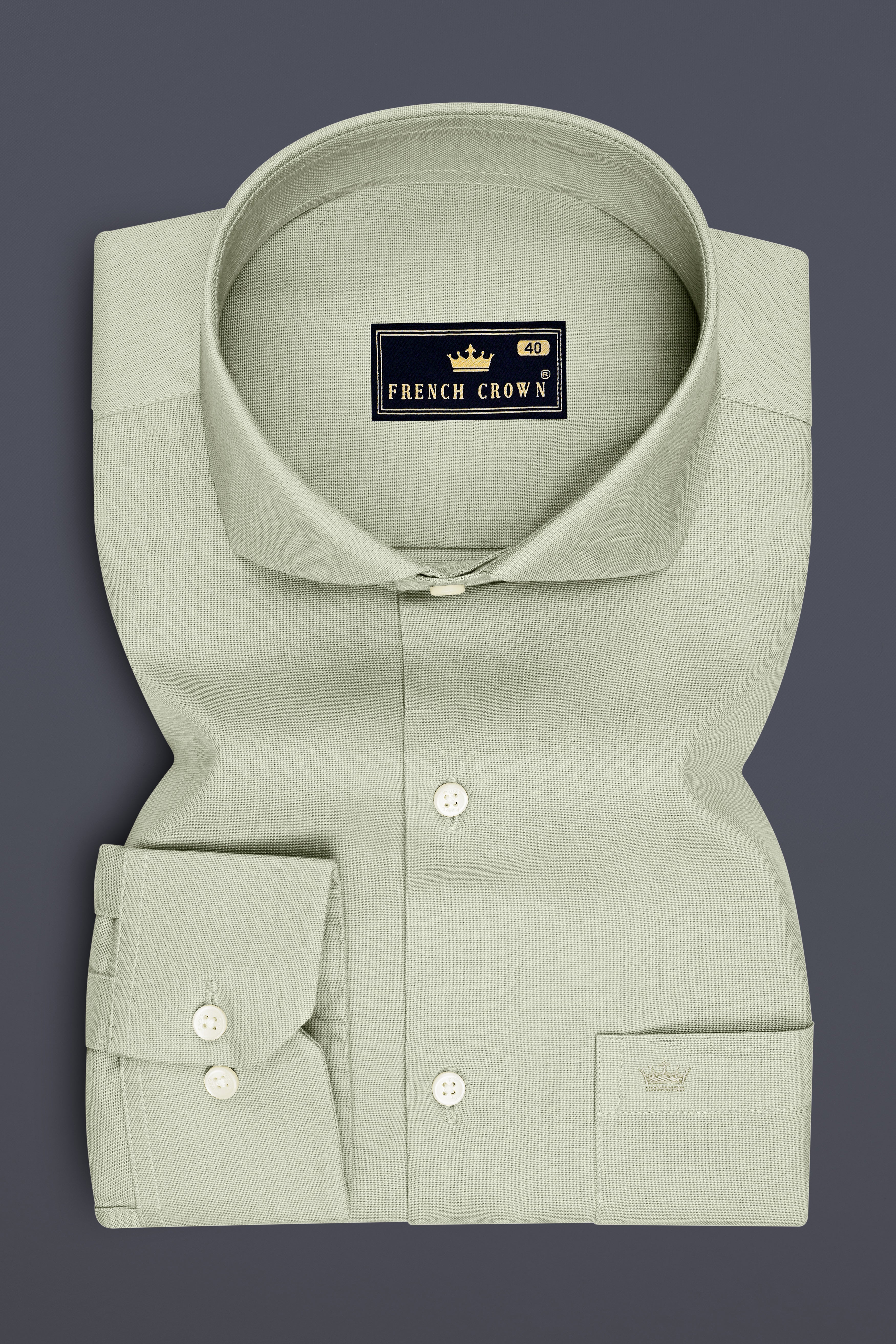 Cendro-Clay Ash Gray Oxford Premium Cotton Dress Cut Away Shirt